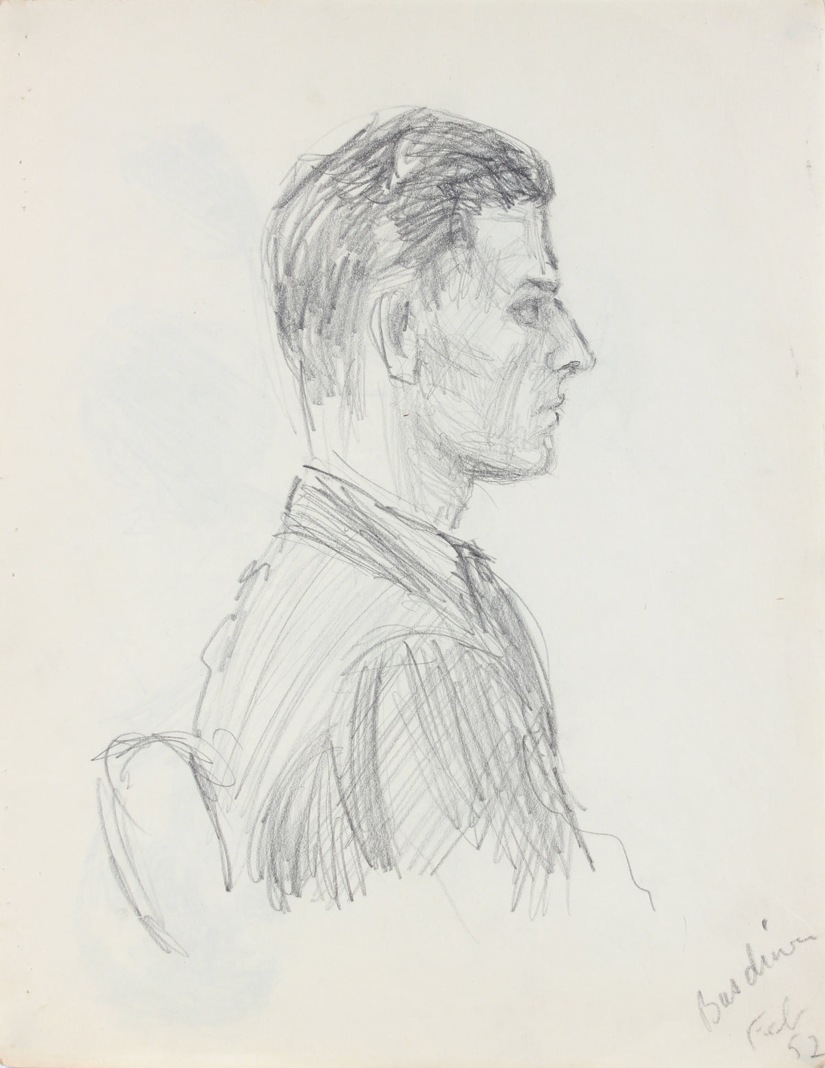 Seated Man in Profile &lt;br&gt;1940-50s Graphite &lt;br&gt;&lt;br&gt;#A8481