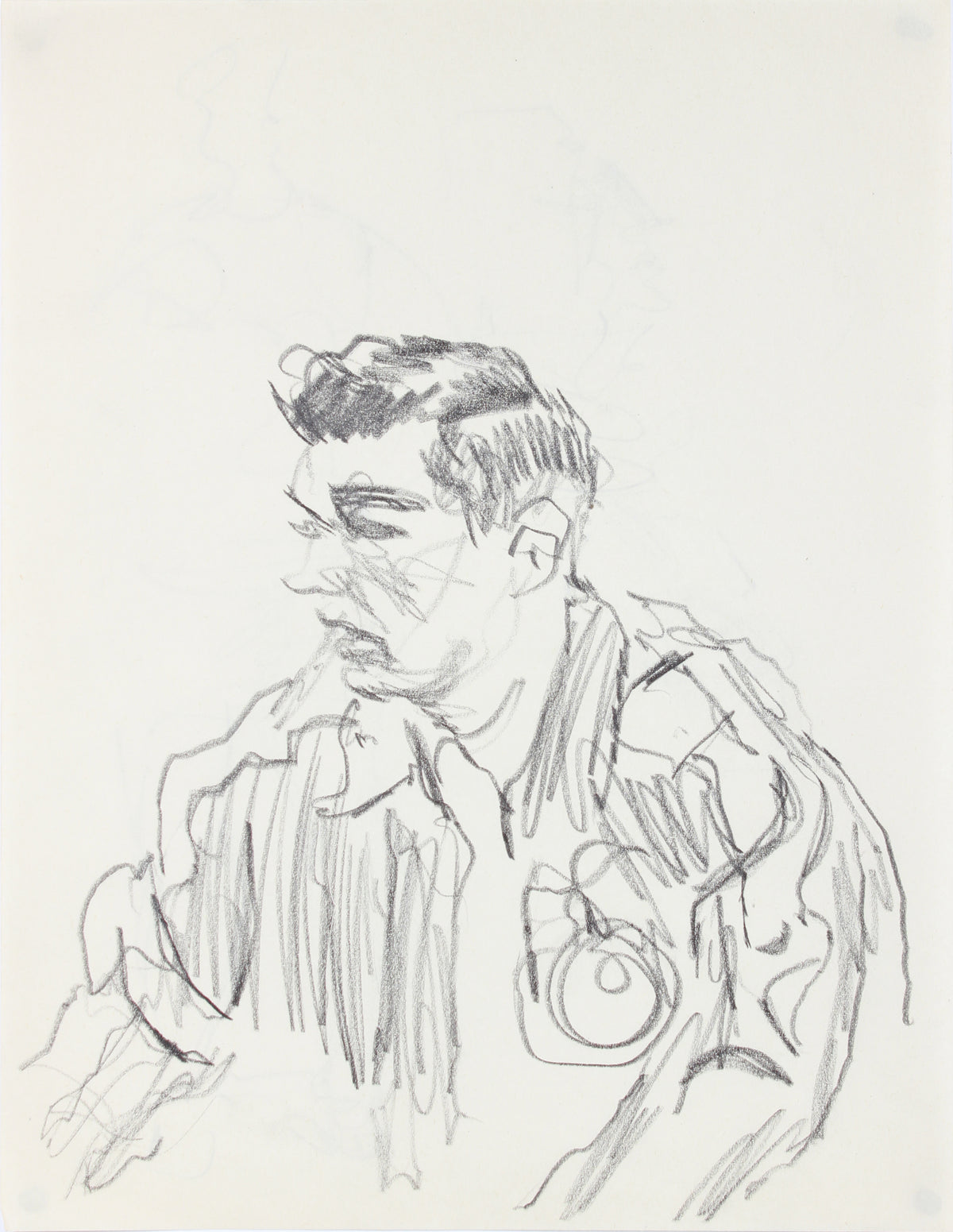 Stylized Portrait Study &lt;br&gt;1940-50s Graphite &lt;br&gt;&lt;br&gt;#A8482