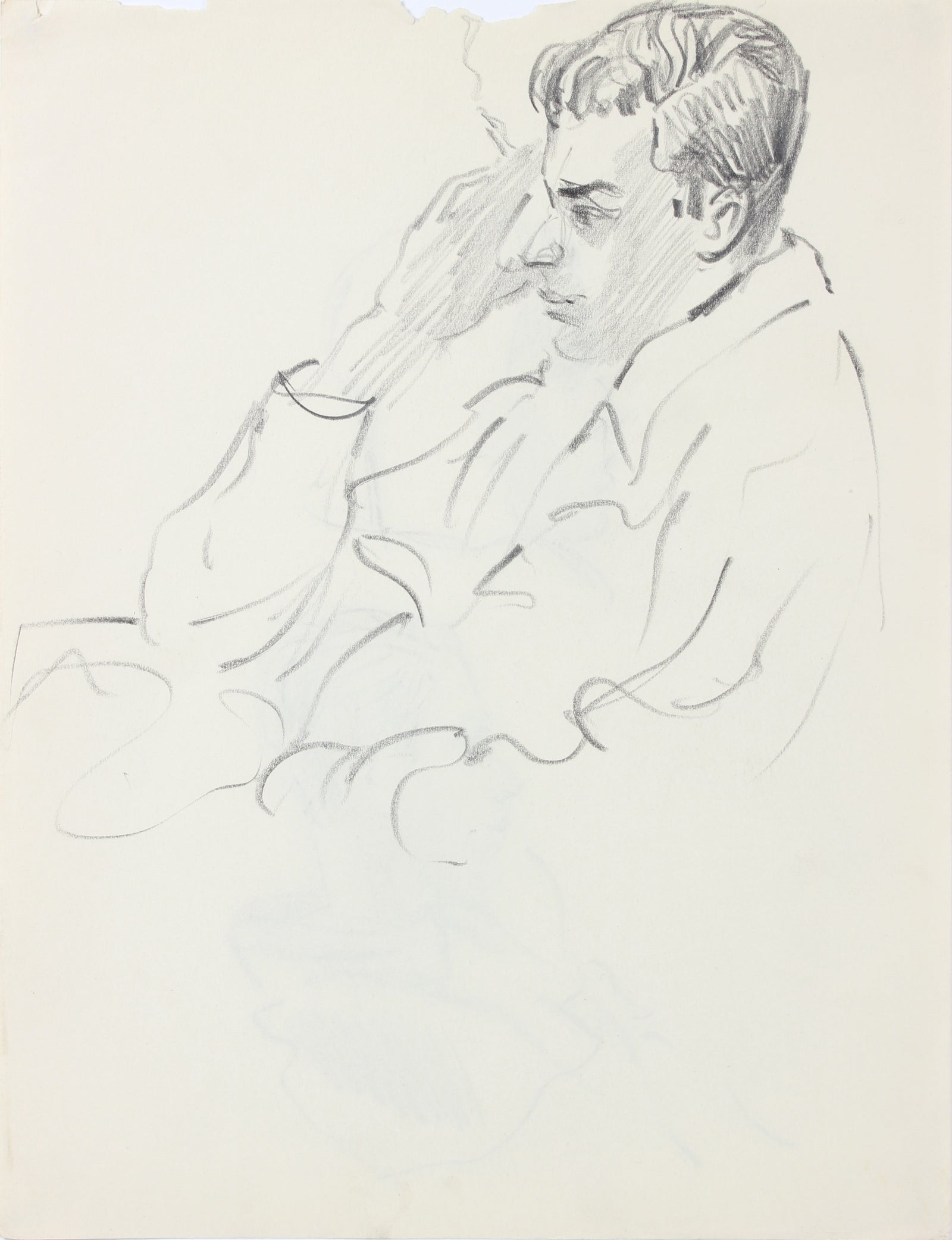 The Smoking Man <br>1940-50s Graphite <br><br>#A8529