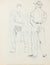 Stylized Sketch of Two Male Figures <br>1940-50s Graphite <br><br>#A8531