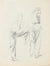 Stylized Sketch of Two Male Figures <br>1940-50s Graphite <br><br>#A8531