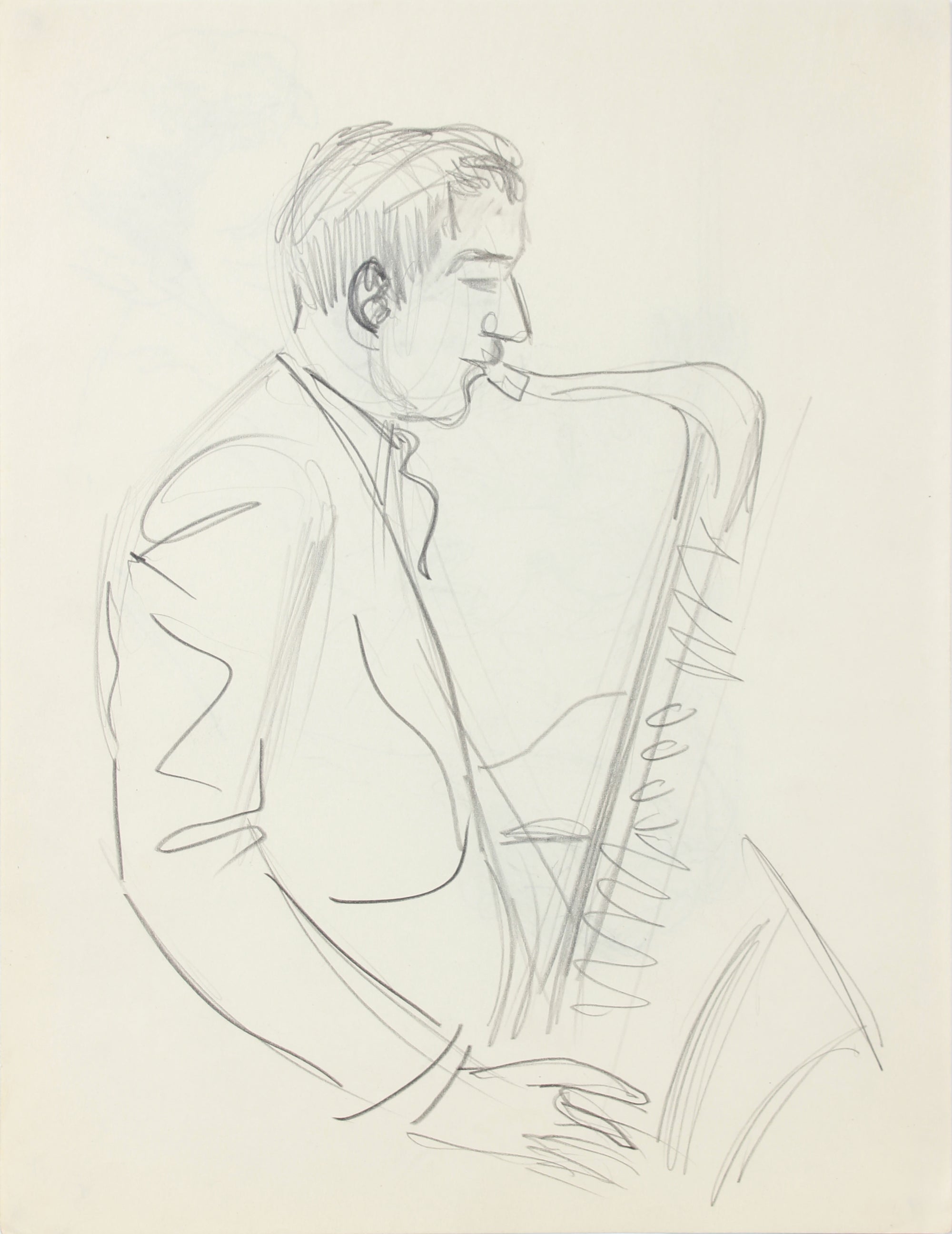 Saxophone Player, New York <br>1940-50s Graphite <br><br>#A8533