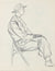 Modernist Seated Gentleman <br>1940-50s Graphite <br><br>#A8535