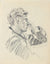 Relaxed Male Portrait Study <br>1940-50s Graphite <br><br>#A8537