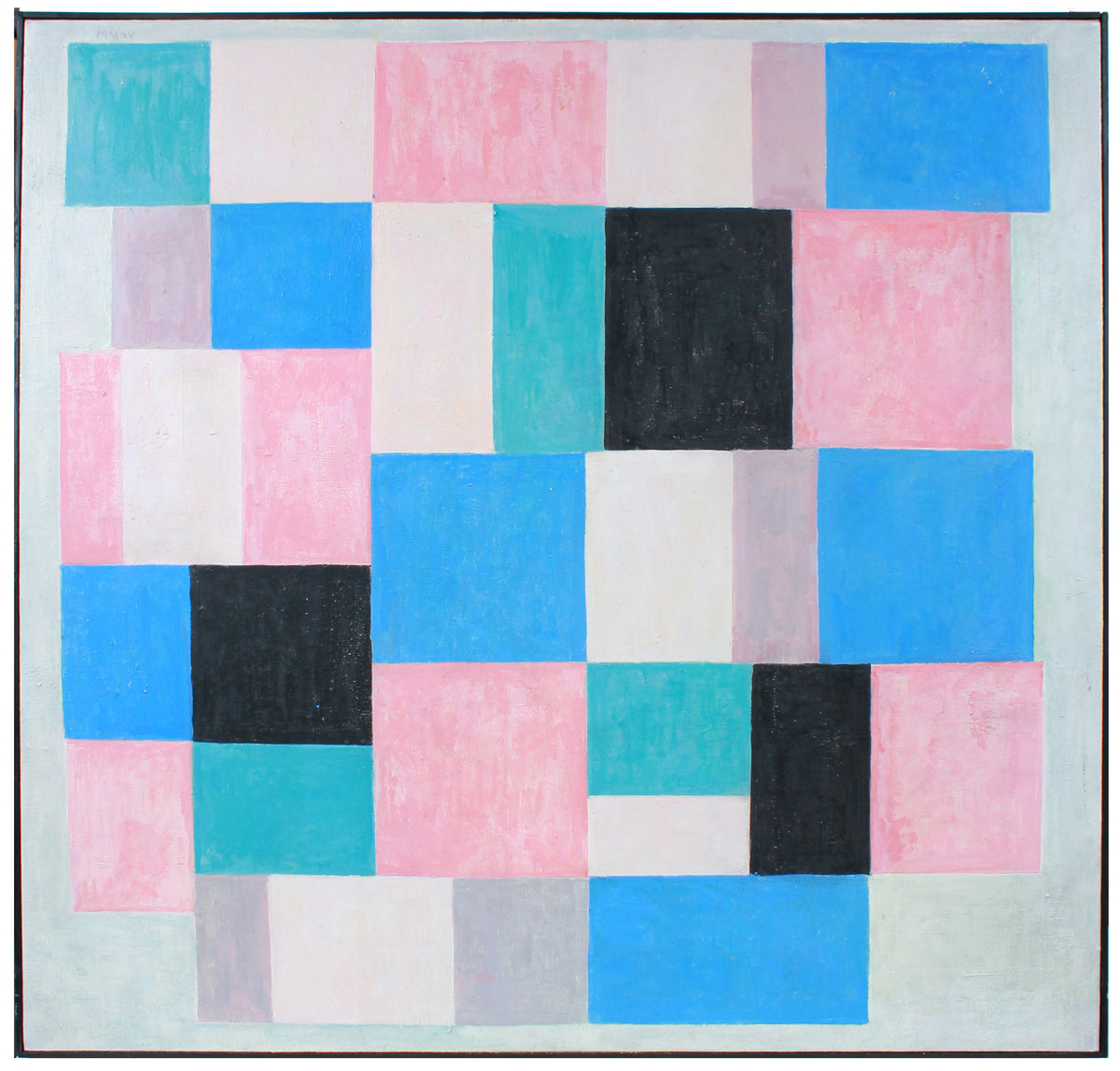 Abstract Squares &amp; Rectangles - Pastel Study &lt;br&gt;Mid Century Oil &lt;br&gt;&lt;br&gt;#A8807