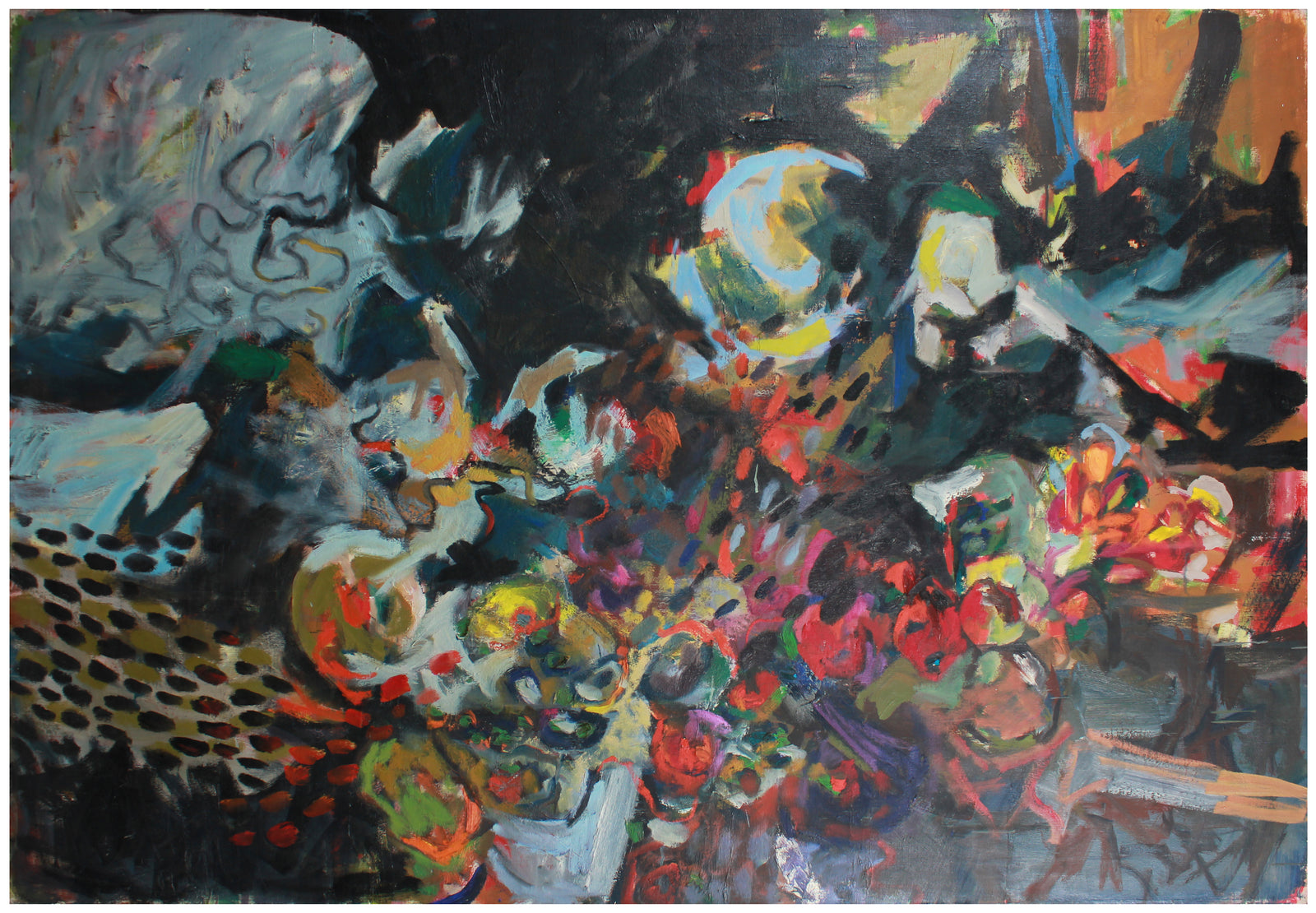 <i>Growth Rhythm Black</i> <br>1950s Abstract Expressionist Oil <br><br>#A8842