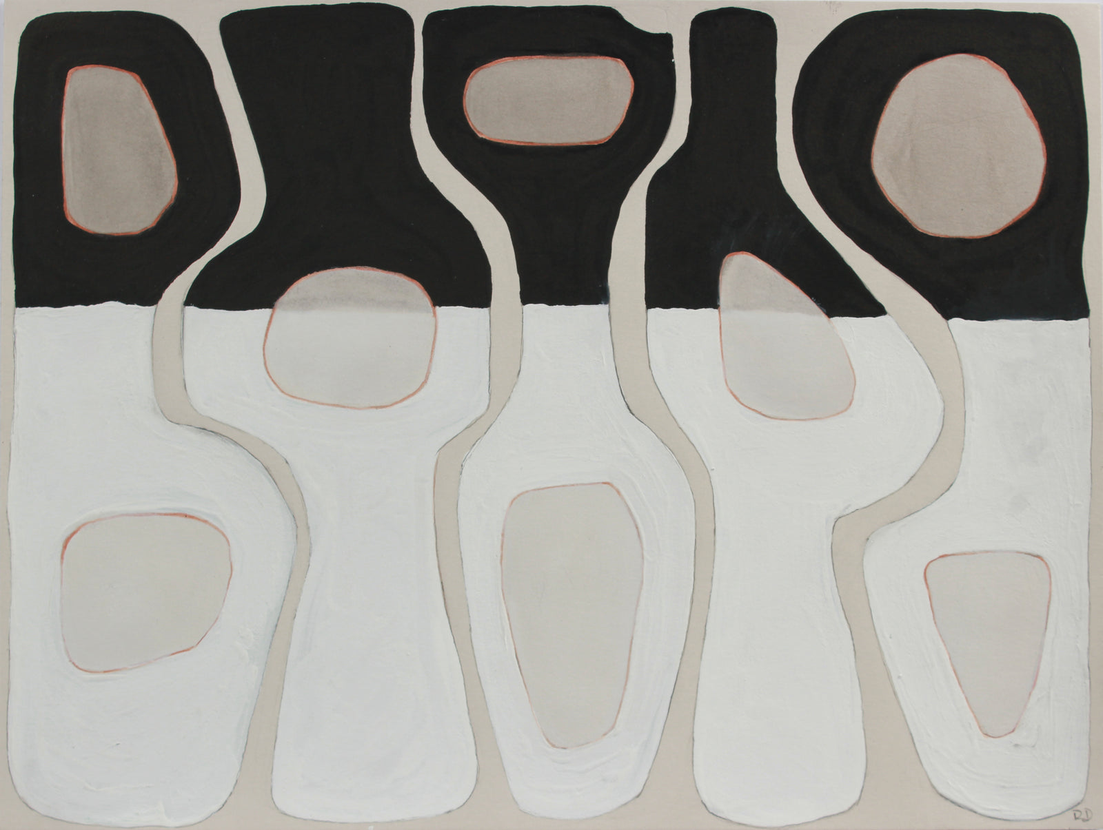 <i>Monochrome Pottery II</i> <br>2019 Gouache & Mixed Media <br><br>#A8989