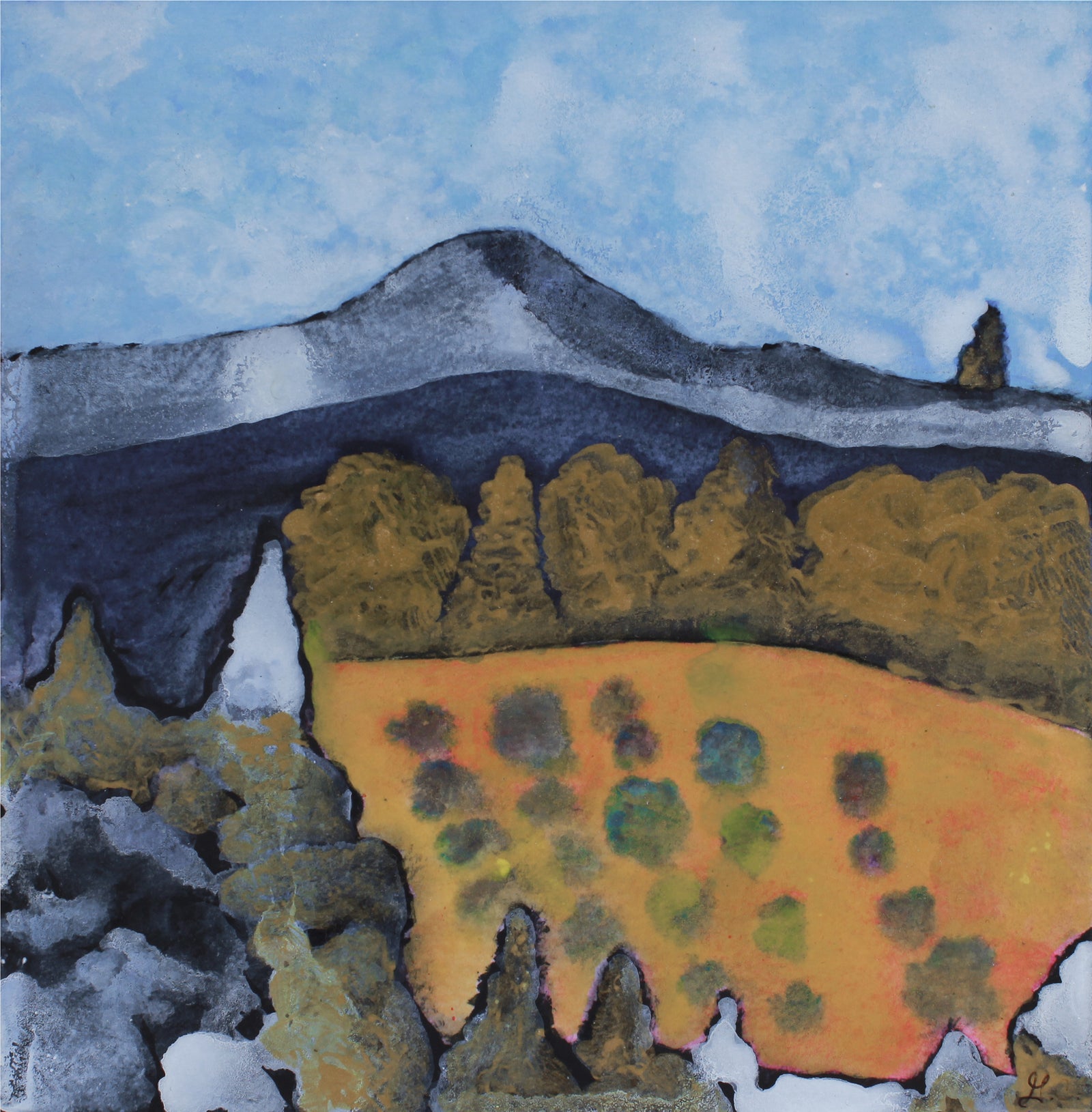 <i>The Orchard II</i>, Mendocino, CA <br>2019 Acrylic & Walnut Oil <br><br>#A9007