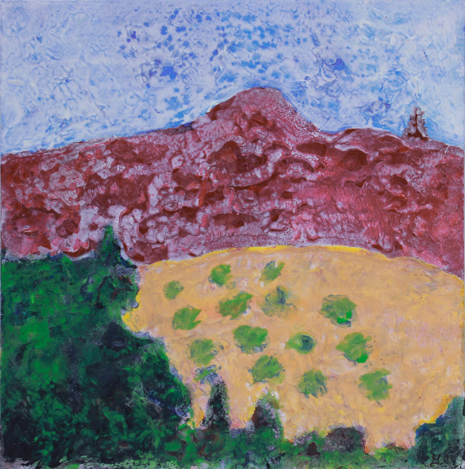 <i>The Orchard III</i>, Mendocino, CA <br>2019 Acrylic & Walnut Oil <br><br>#A9008