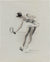 Female Tennis Player in Motion <br>1950-60s Charcoal & Pastel <br><br>#A9033
