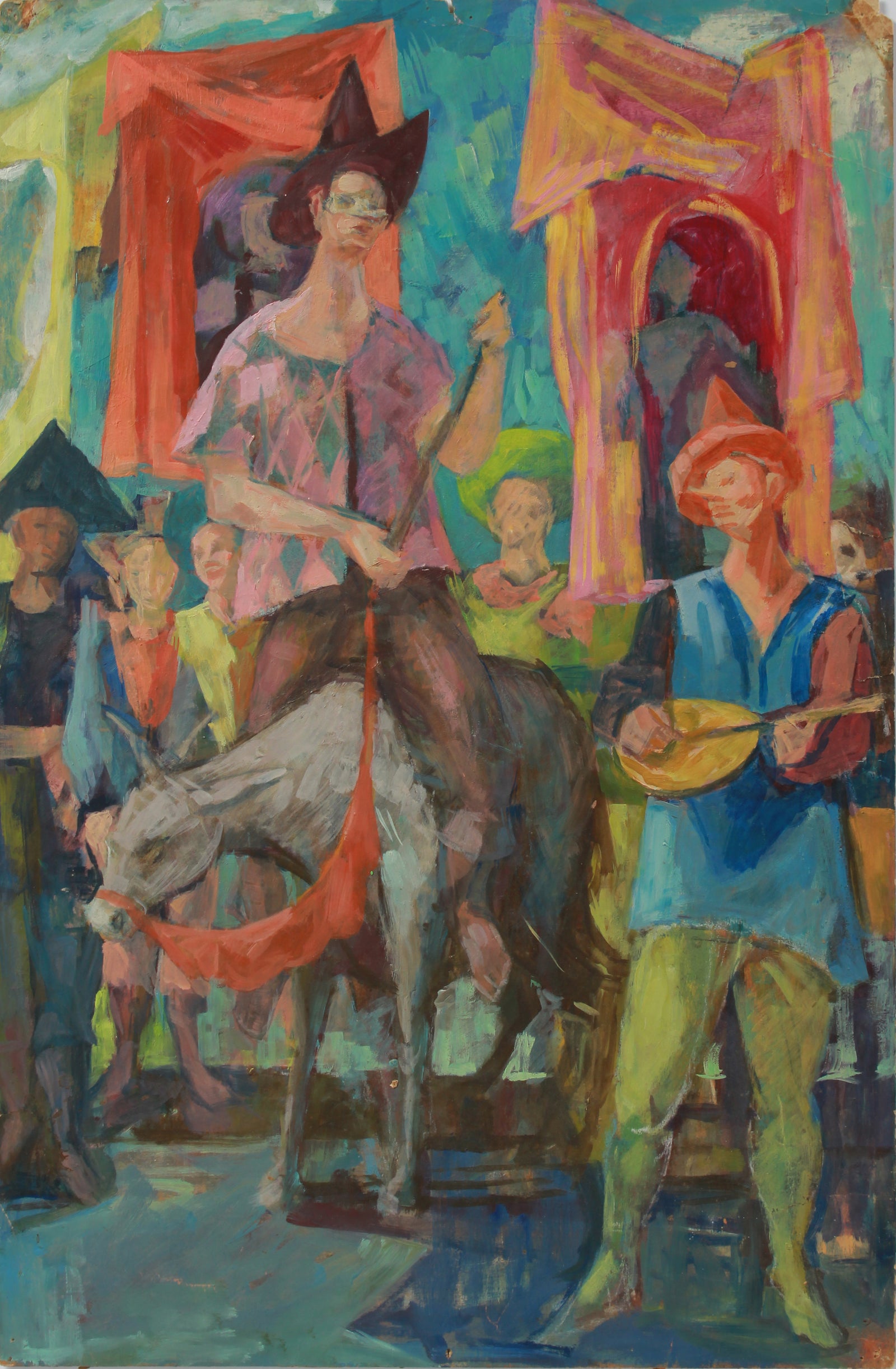 <i>Procession</i> <br>1960s Oil on Paper <br><br>#A9139