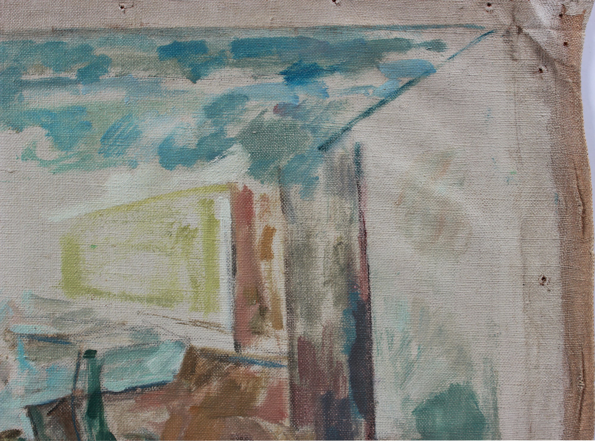 Muted Abstracted People Scene <br>1967 Oil <br><br>#A9144