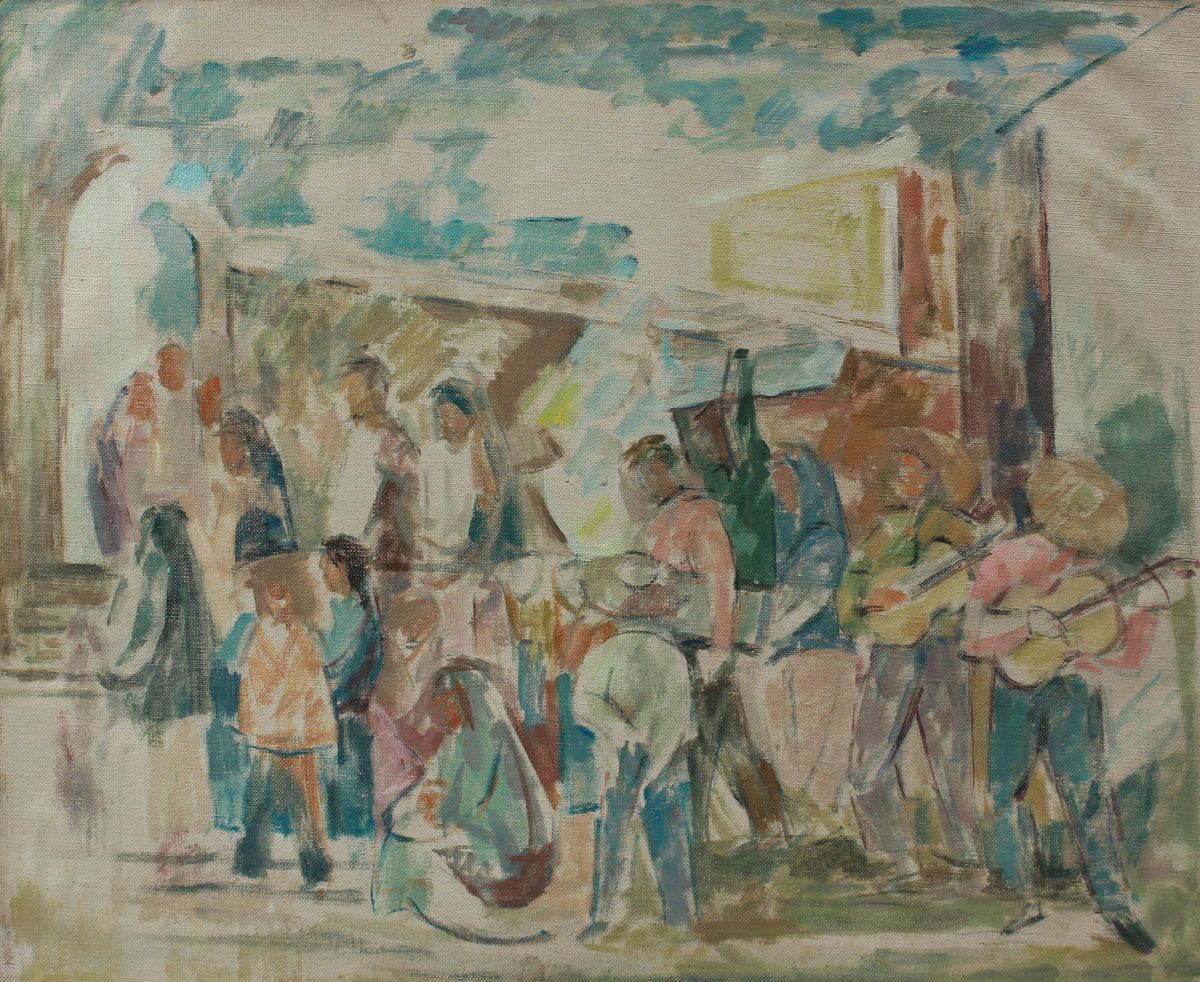 Muted Abstracted People Scene &lt;br&gt;1967 Oil &lt;br&gt;&lt;br&gt;#A9144