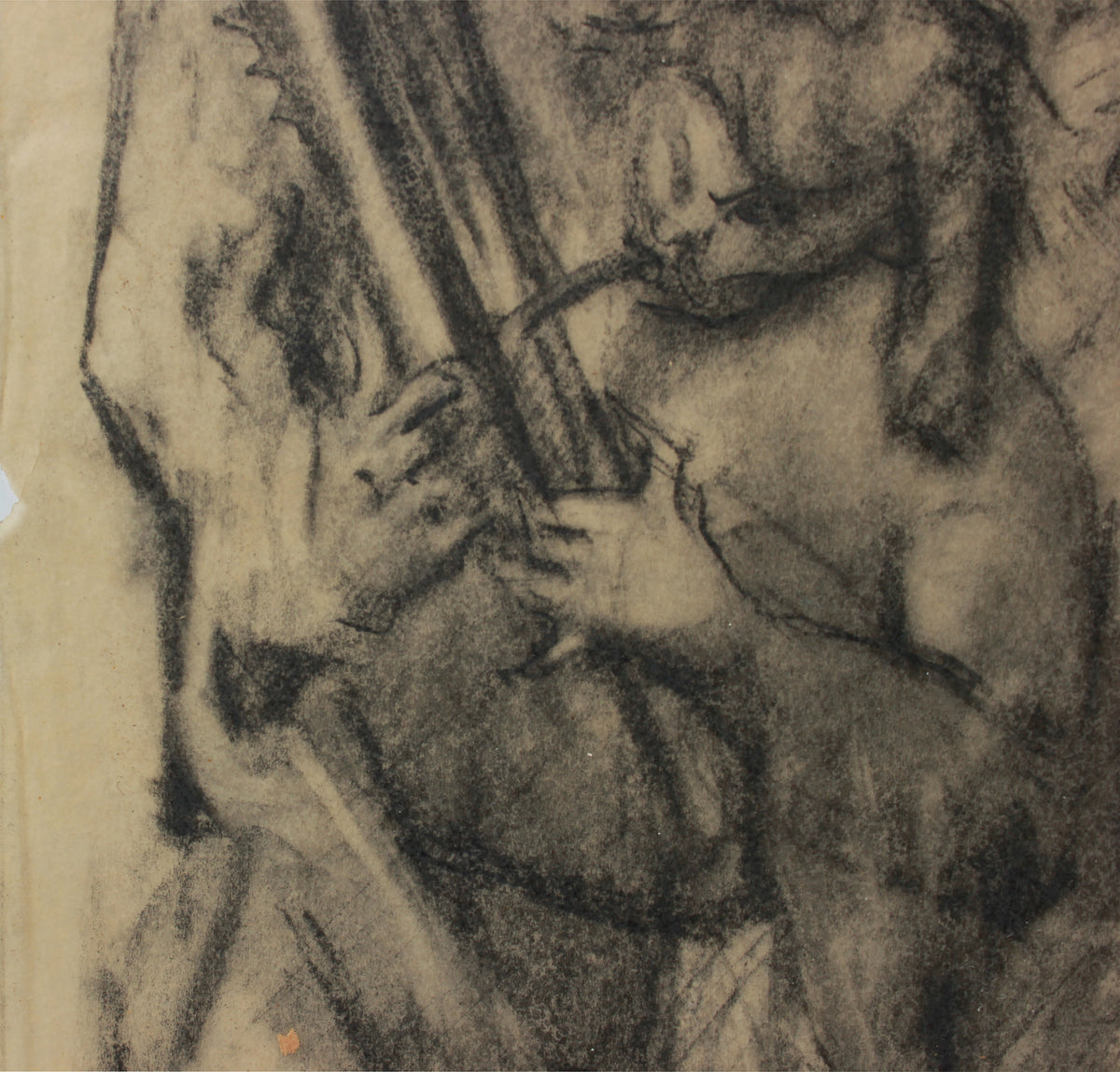 Bustling Modernist People Scene <br>1960s Charcoal <br><br>#A9146