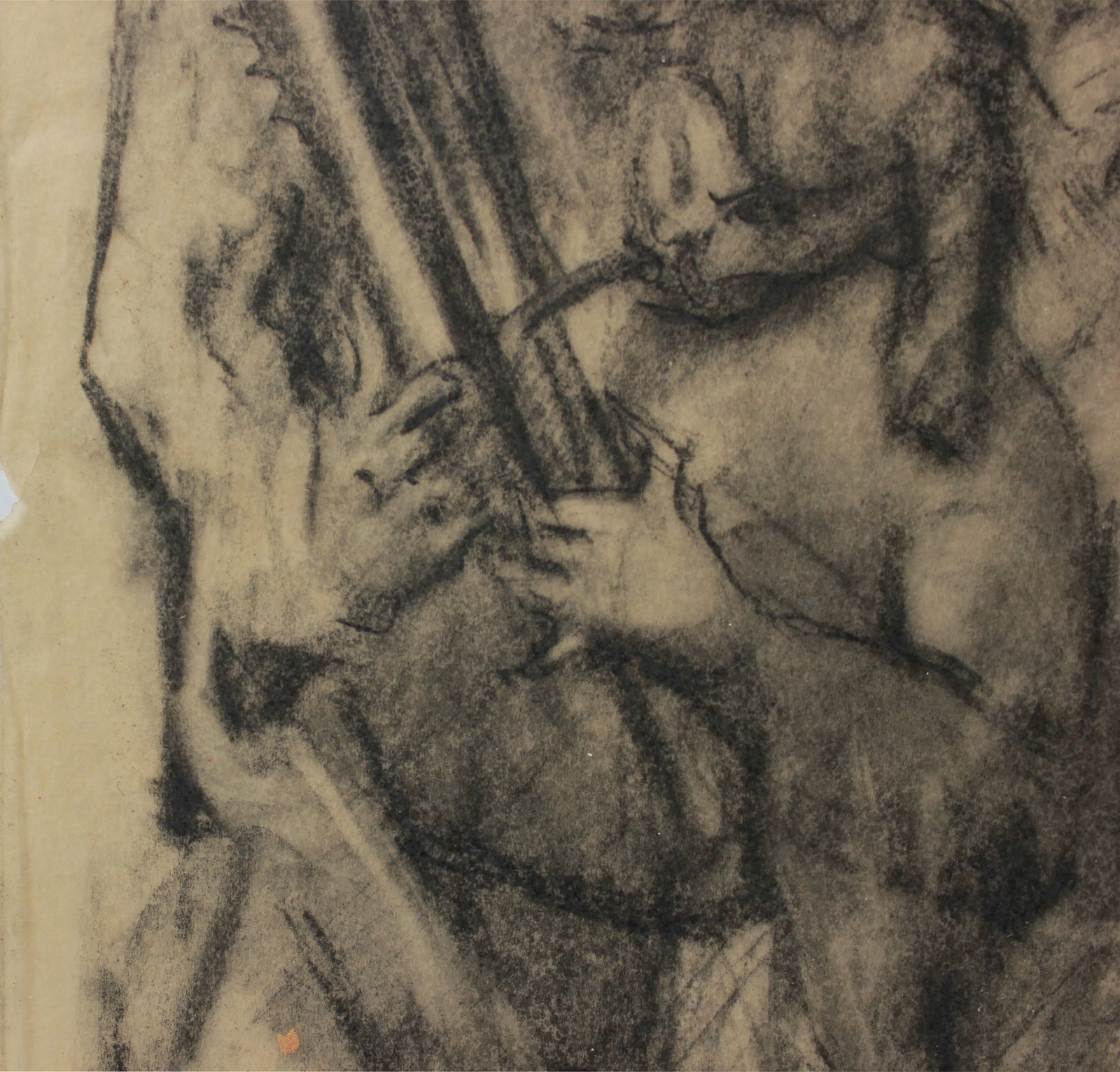 Bustling Modernist People Scene <br>1960s Charcoal <br><br>#A9146