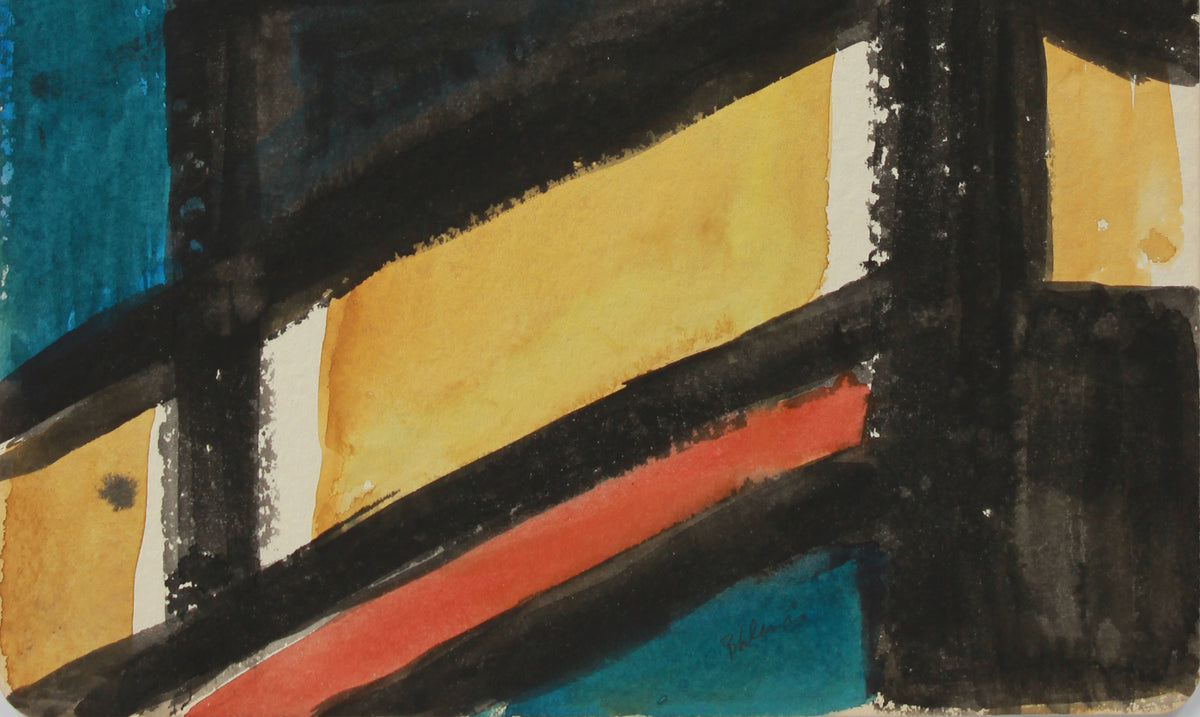 Bold Vintage Primary Color Field <br>20th Century Watercolor & Gouache <br><br>#A9149