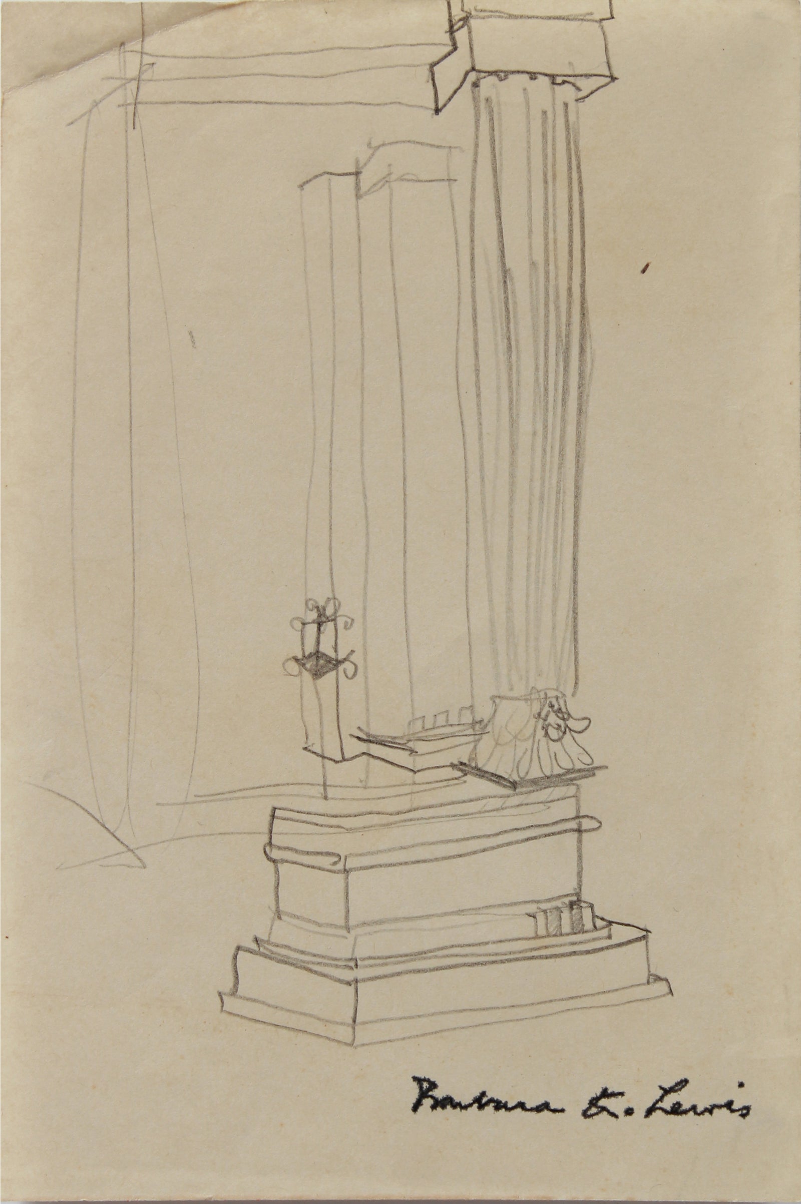 Vintage Graphite San Francisco Architectural Detail Drawing <br><br>#A9150