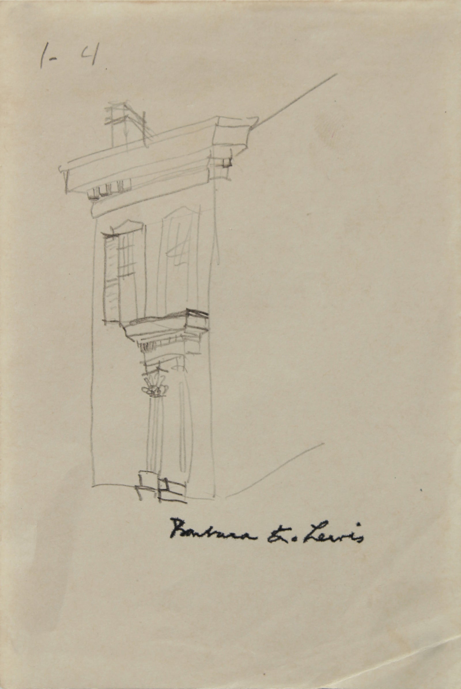 Vintage Graphite San Francisco Architectural Detail Drawing <br>Mid-Late 20th Century Graphite <br><br>#A9151