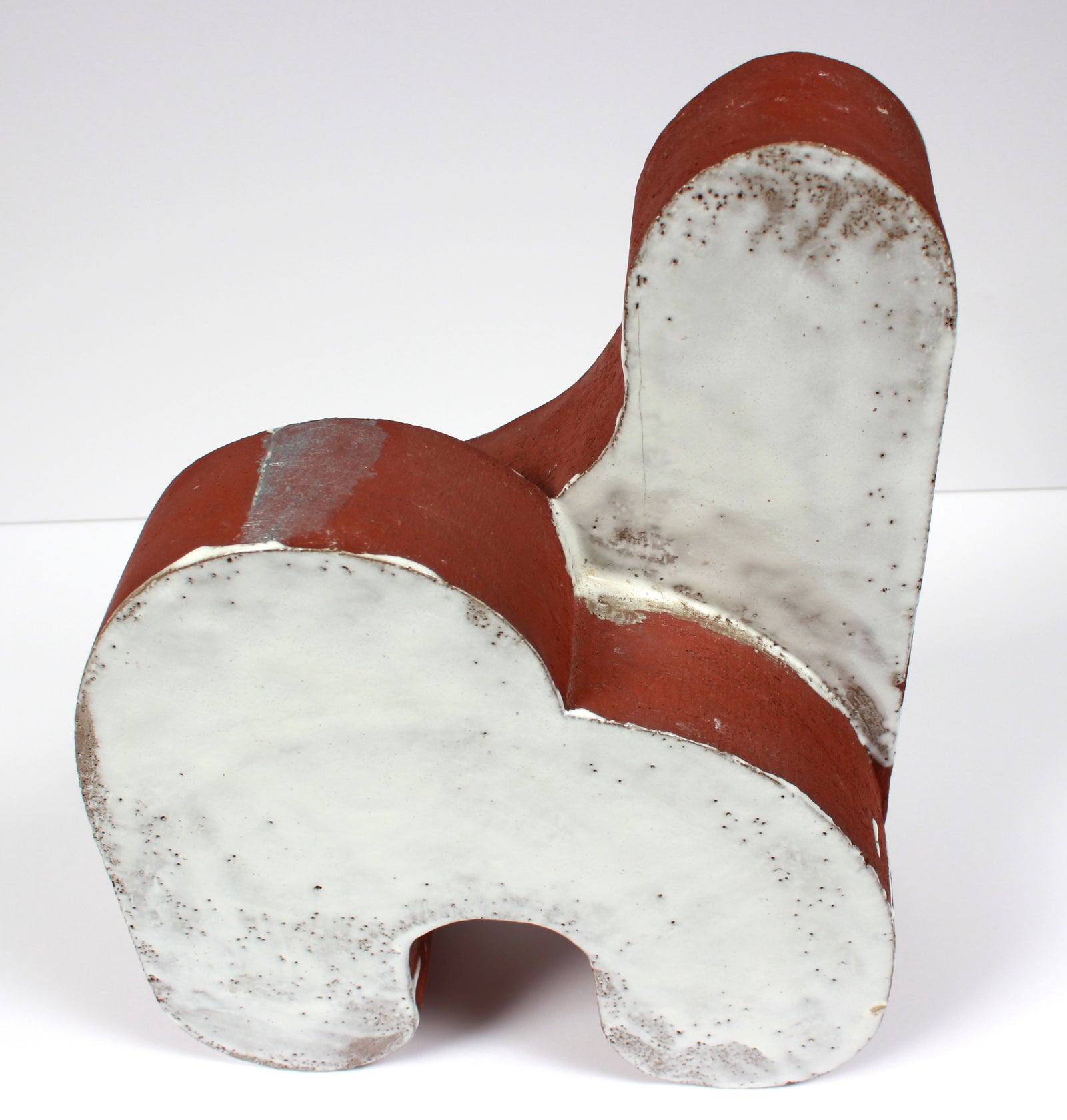 Late 20th Century Rounded Terracotta Form with White Glaze <br><br>#A9162