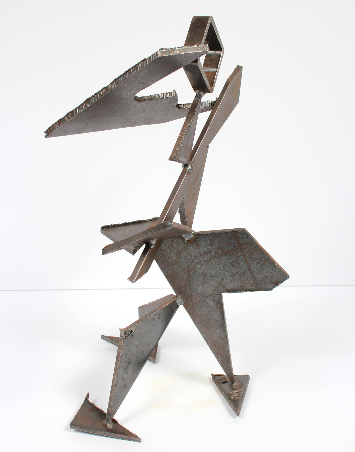 Geometric Standing Form in Motion <br>20th Century Welded Steel <br><br>#A9285