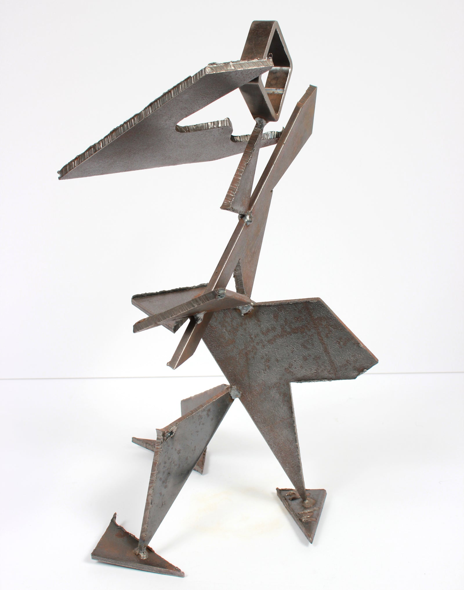 Geometric Standing Form in Motion <br>20th Century Welded Steel <br><br>#A9285