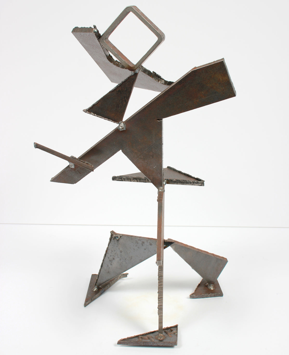 Geometric Standing Form in Motion <br>20th Century Welded Steel <br><br>#A9285