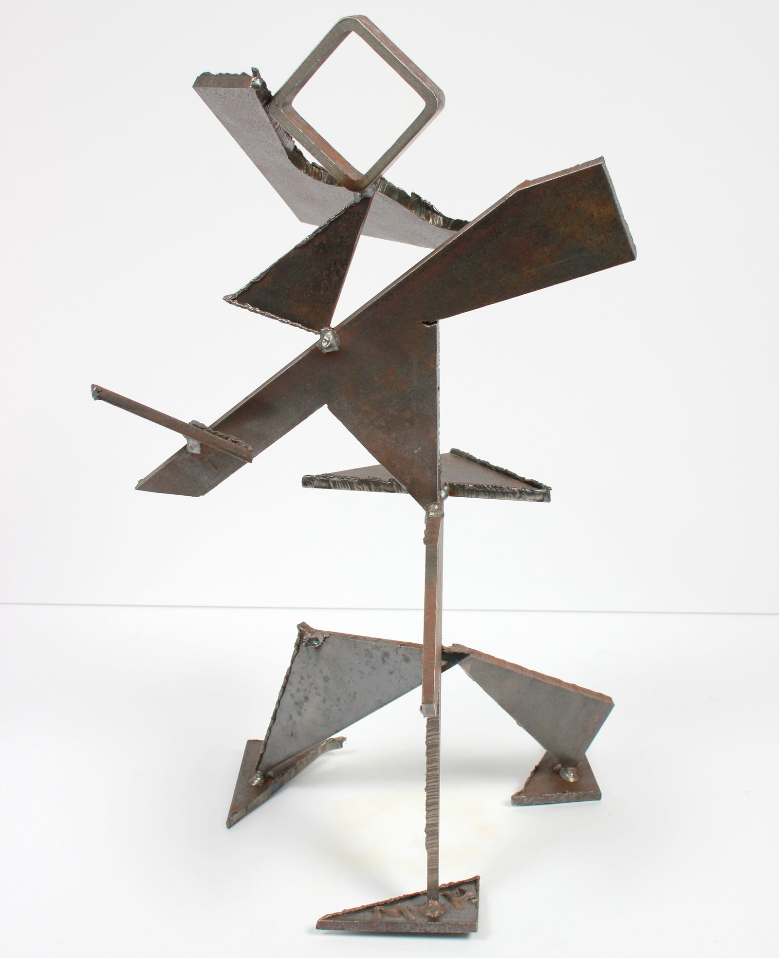 Geometric Standing Form in Motion <br>20th Century Welded Steel <br><br>#A9285