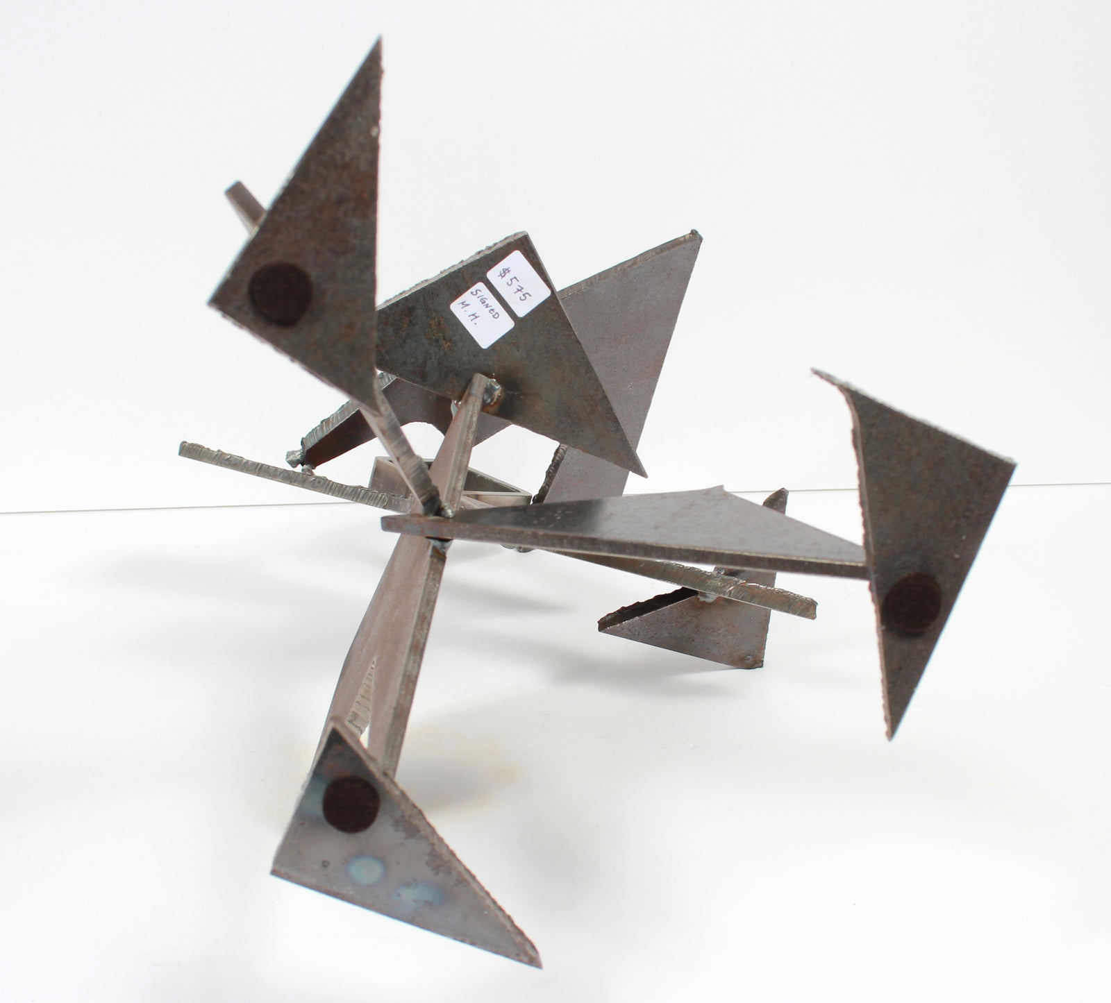 Geometric Standing Form in Motion <br>20th Century Welded Steel <br><br>#A9285