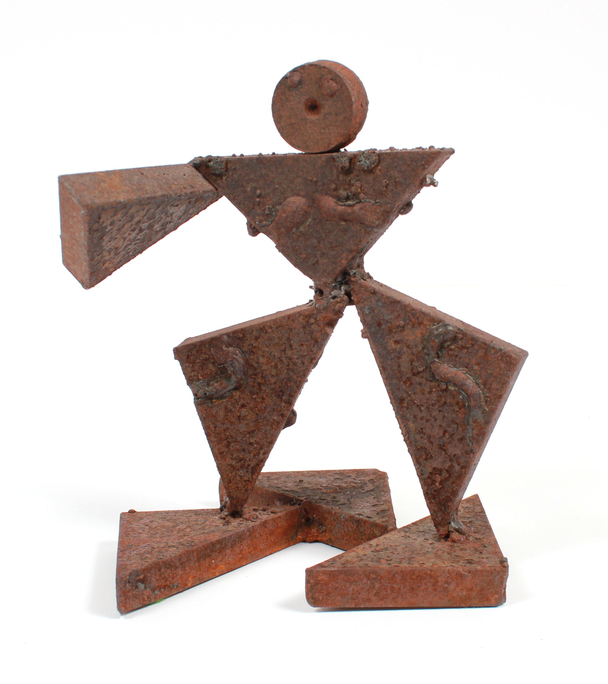 Vintage Geometric Figurative Multi-Media Metal Sculpture <br><br>#A9319