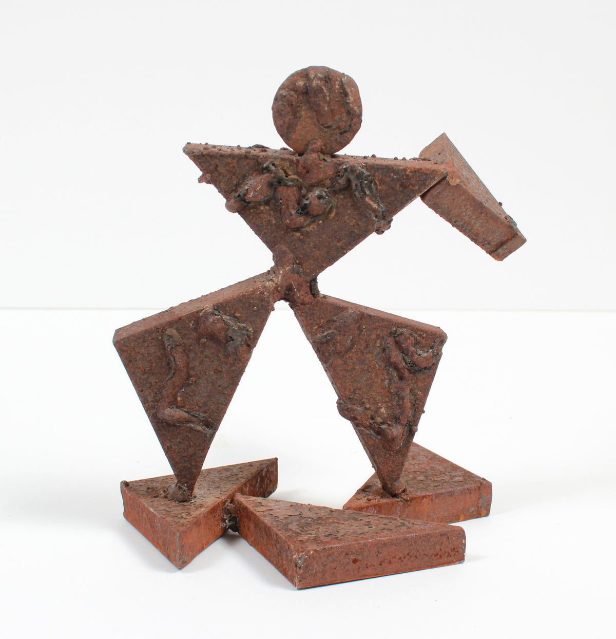 Vintage Geometric Figurative Multi-Media Metal Sculpture <br><br>#A9319
