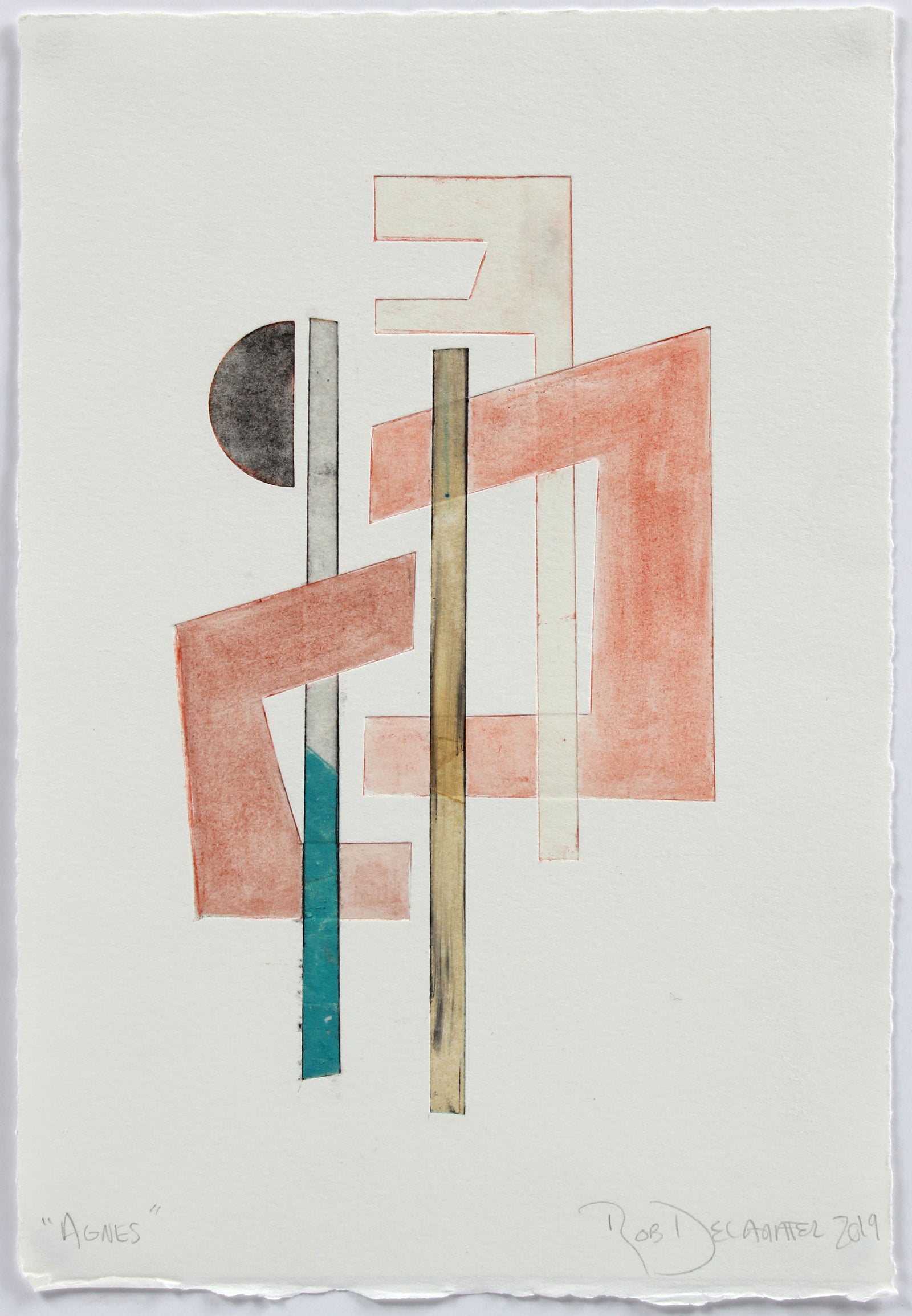 <i>Agnes</i> <br>2019 Mixed Media Monotype <br><br>#A9355