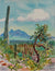 <i>Saguaros, Organpipes & Cholla</i> <br>1988 Watercolor <br><br>#A9369