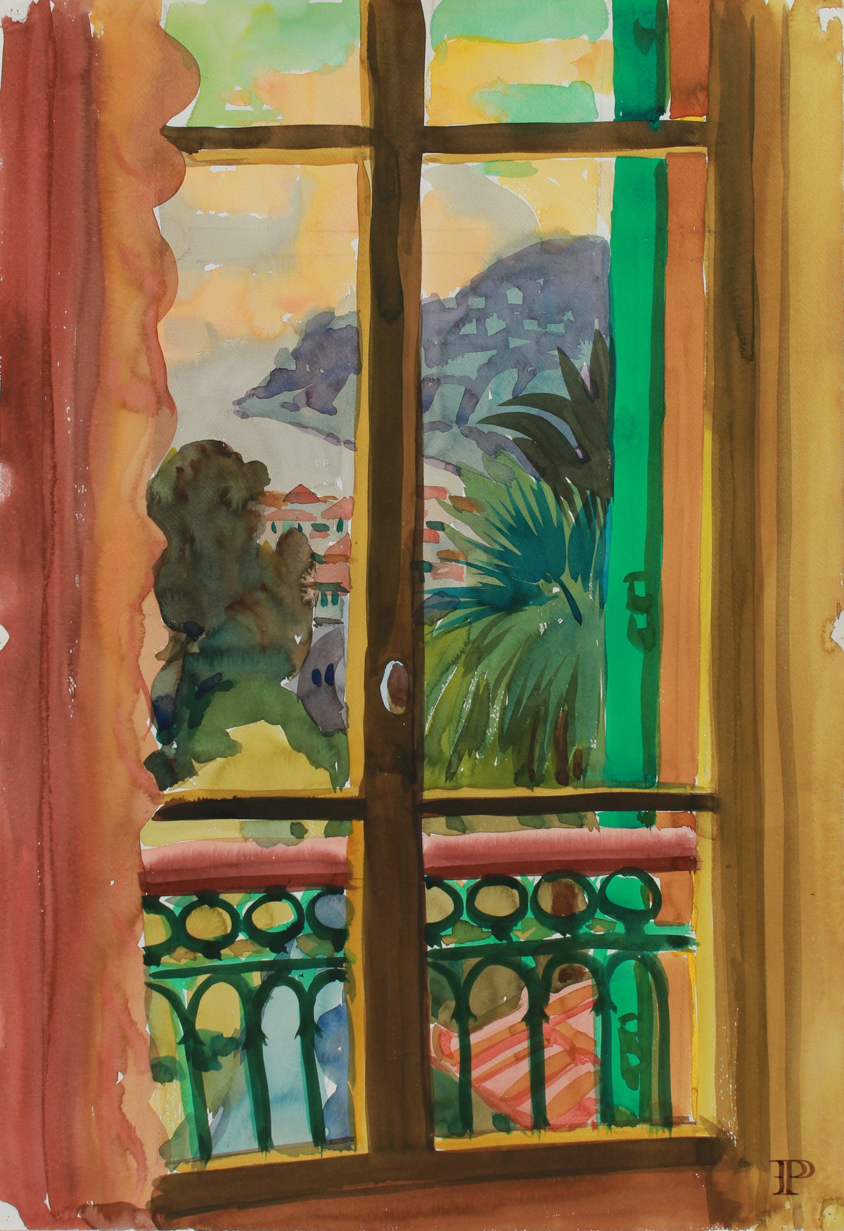 &lt;i&gt;The Window on Villefranche&lt;/i&gt; &lt;br&gt;1965 Watercolor &amp; Graphite &lt;br&gt;&lt;br&gt;#A9376
