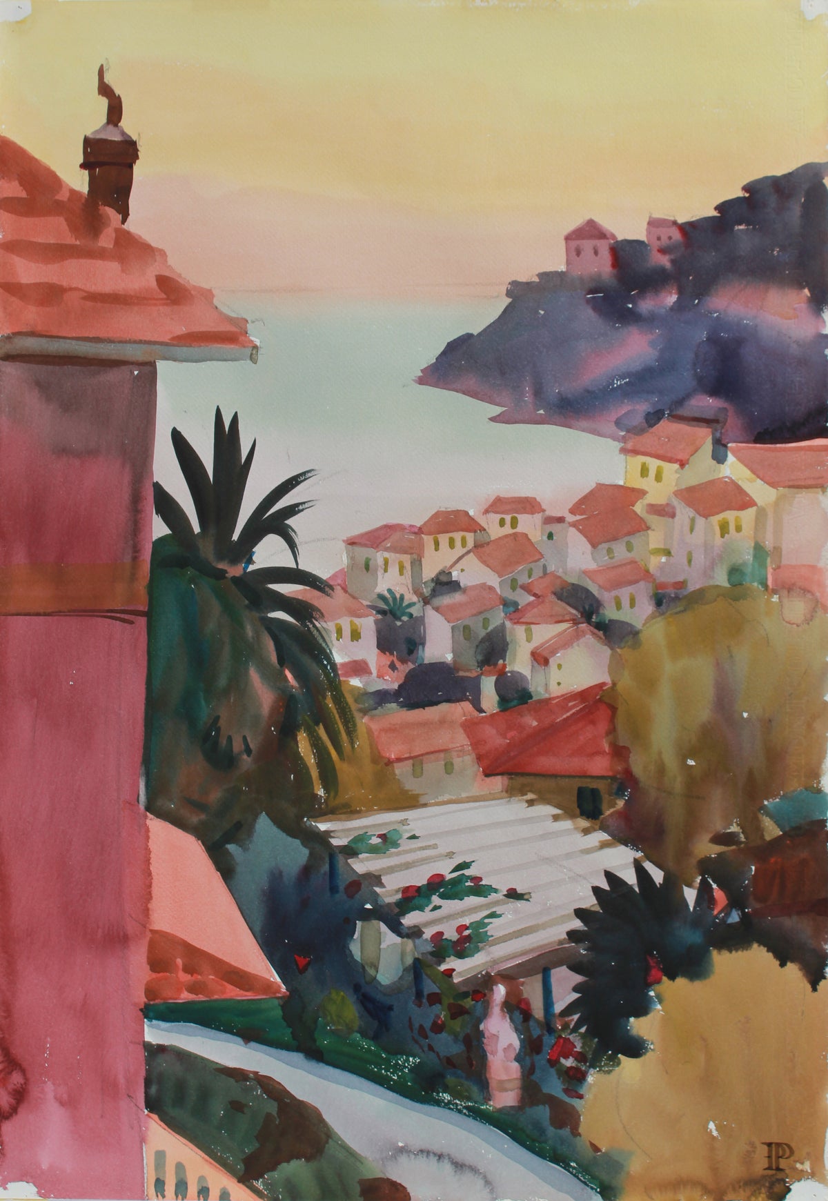 &lt;i&gt;Villefranche&lt;/i&gt; &lt;br&gt;1965 Watercolor &amp; Graphite &lt;br&gt;&lt;br&gt;#A9377