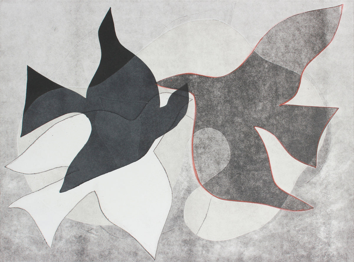 <i>Braques Birds I</i> <br>2019 Mixed Media Monotype <br><br>#A9396