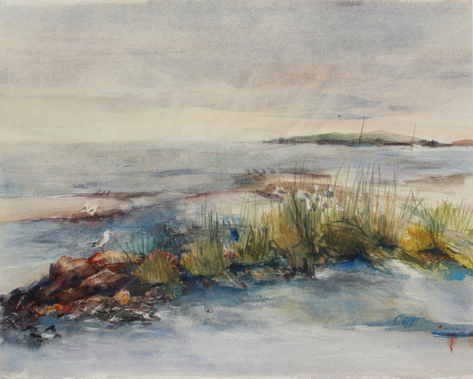 <i>Shoreline</i>, Westport, CT<br>1980s Watercolor <br><br>#A9455
