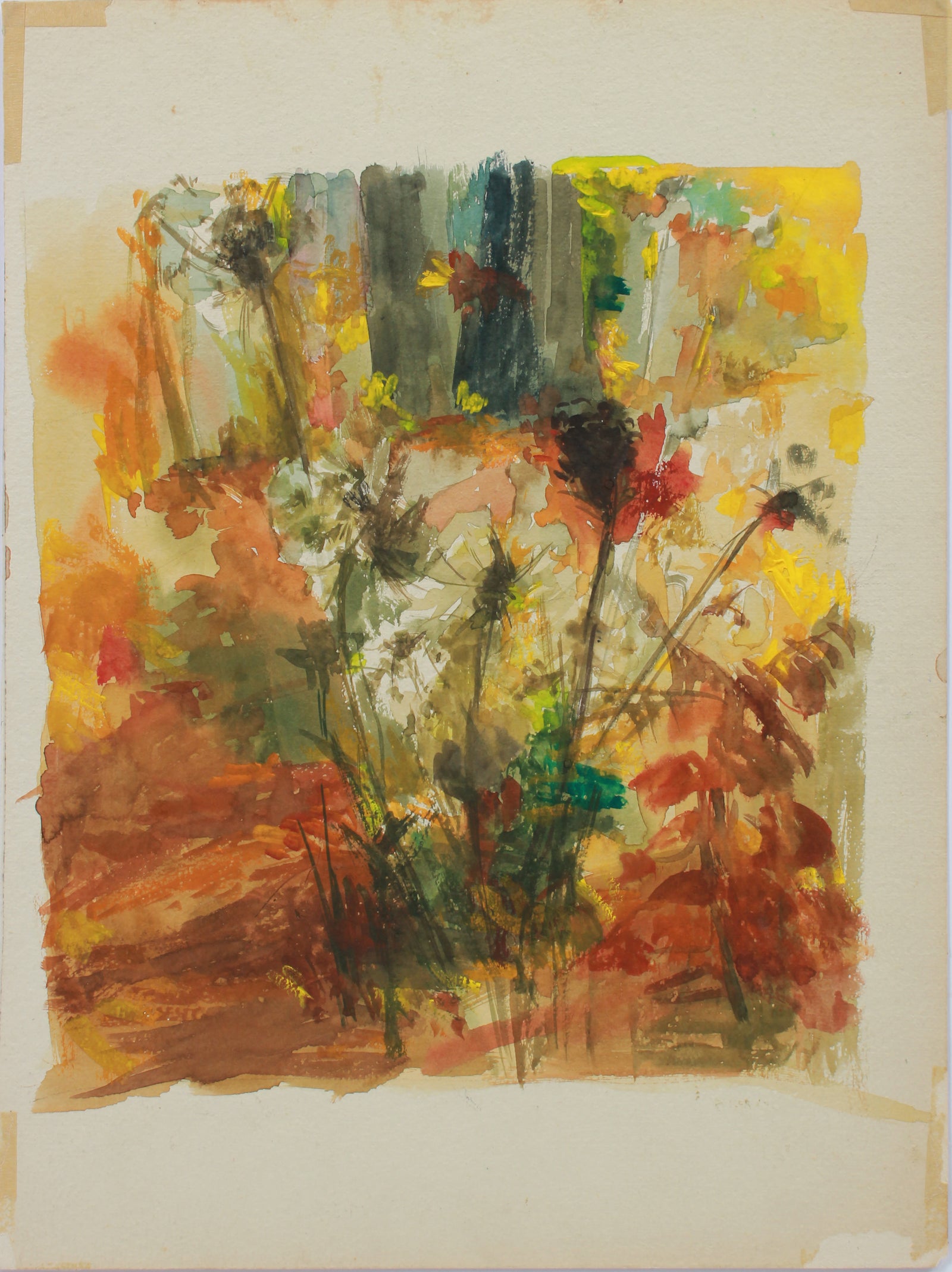 Double-Sided Abstracted Floral Still Life I <br>1960s Gouache <br><br>#A9463