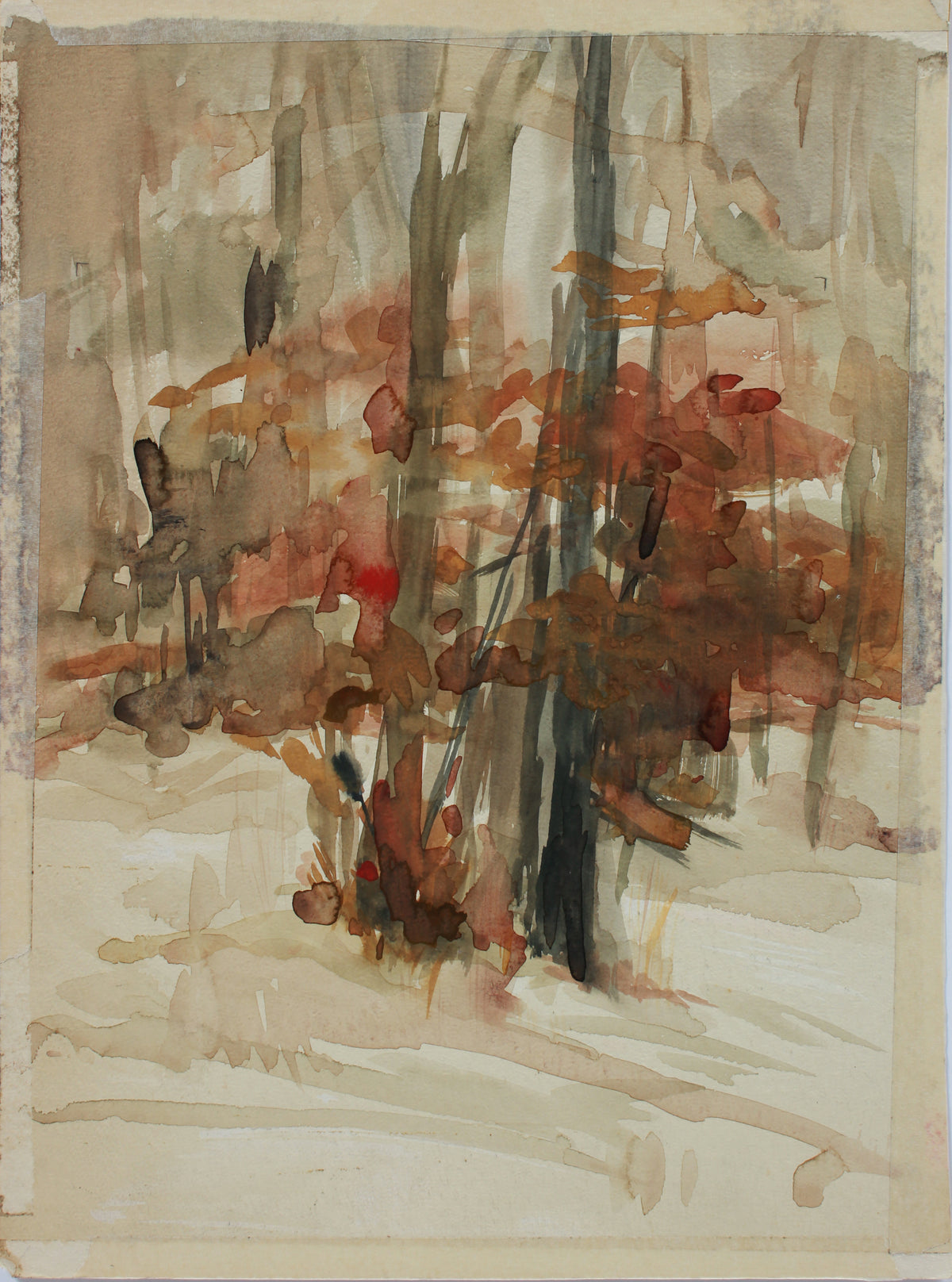 Double-Sided Abstracted Floral Still Life I <br>1960s Gouache <br><br>#A9463