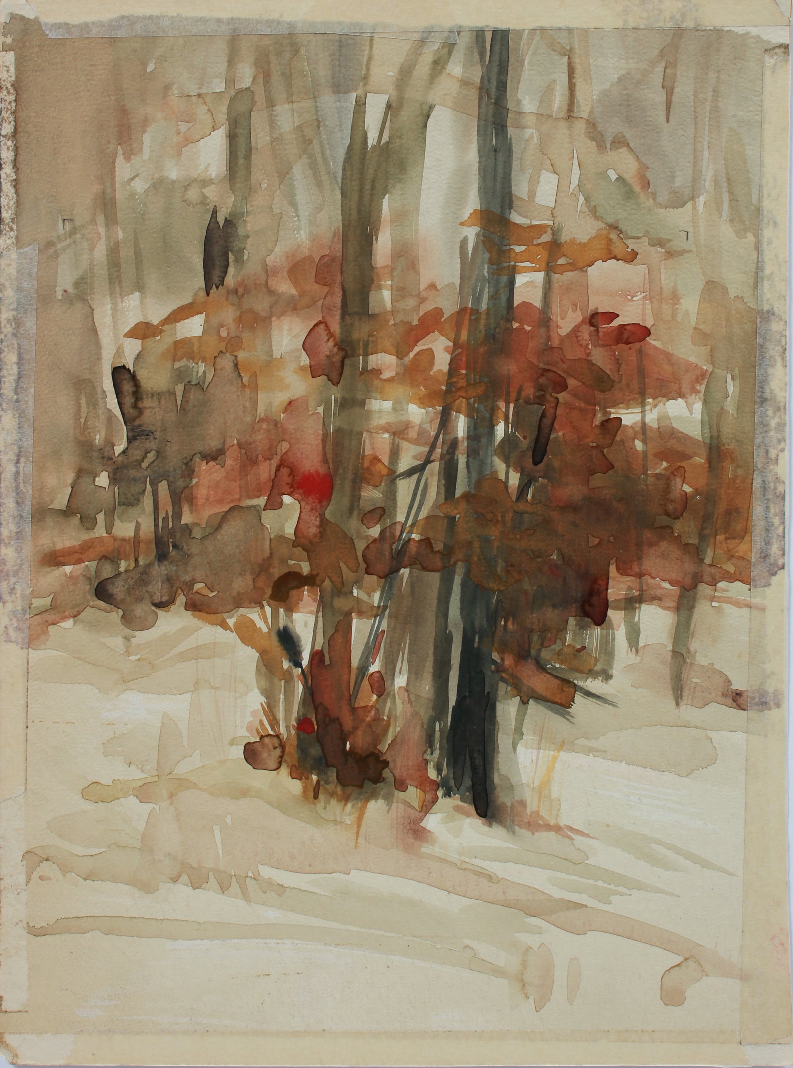 Double-Sided Abstracted Floral Still Life I <br>1960s Gouache <br><br>#A9463