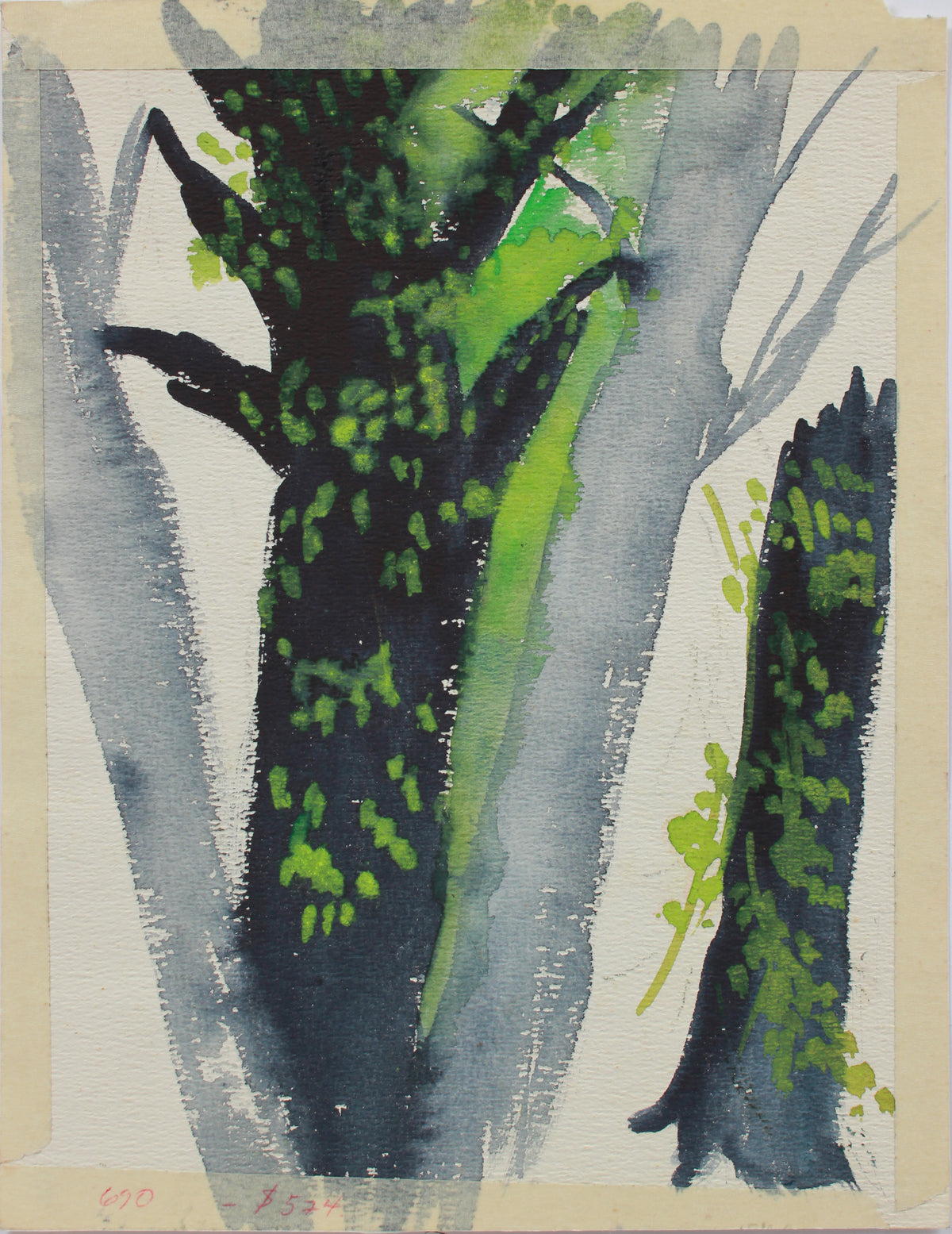 Double-Sided Abstracted Floral Still Life II <br>1960s Gouache <br><br>A9467