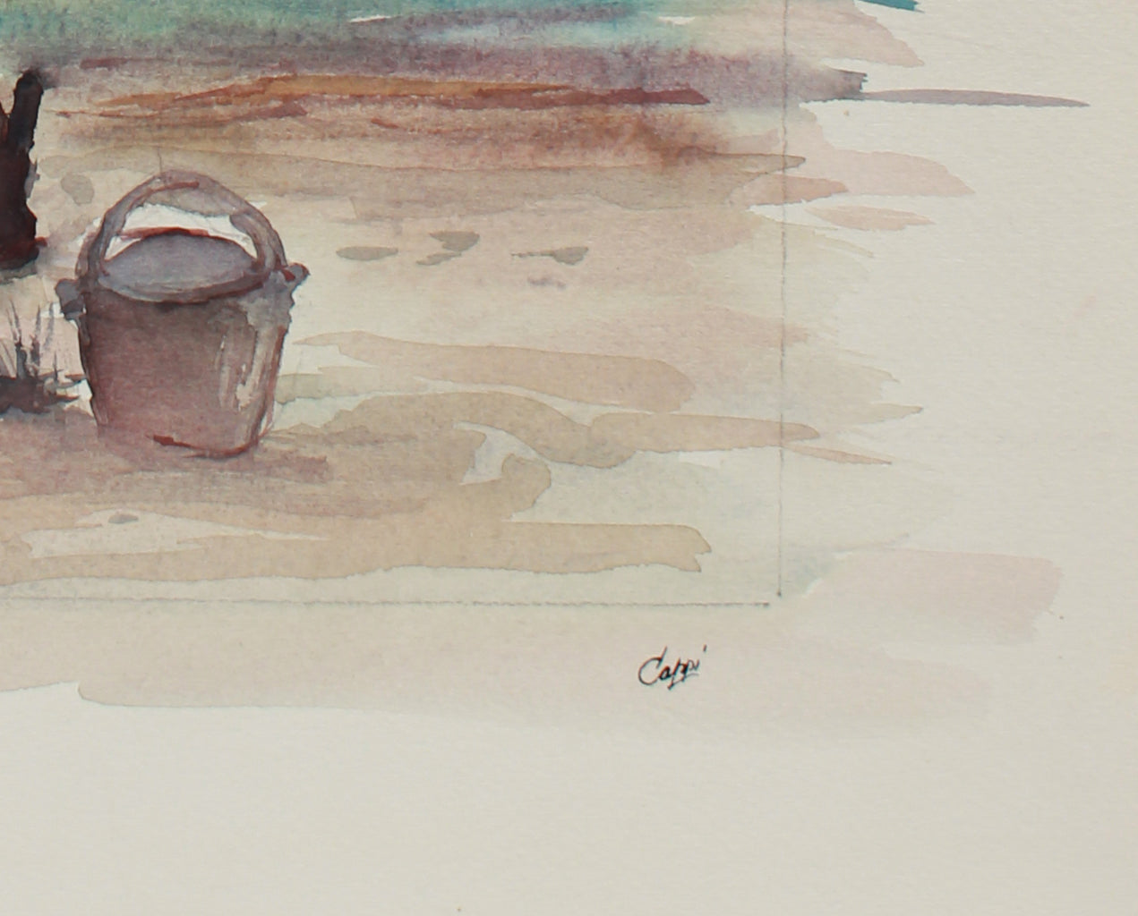 Collecting Shells at Cape Cod <br>1980s Watercolor <br><br>#A9474
