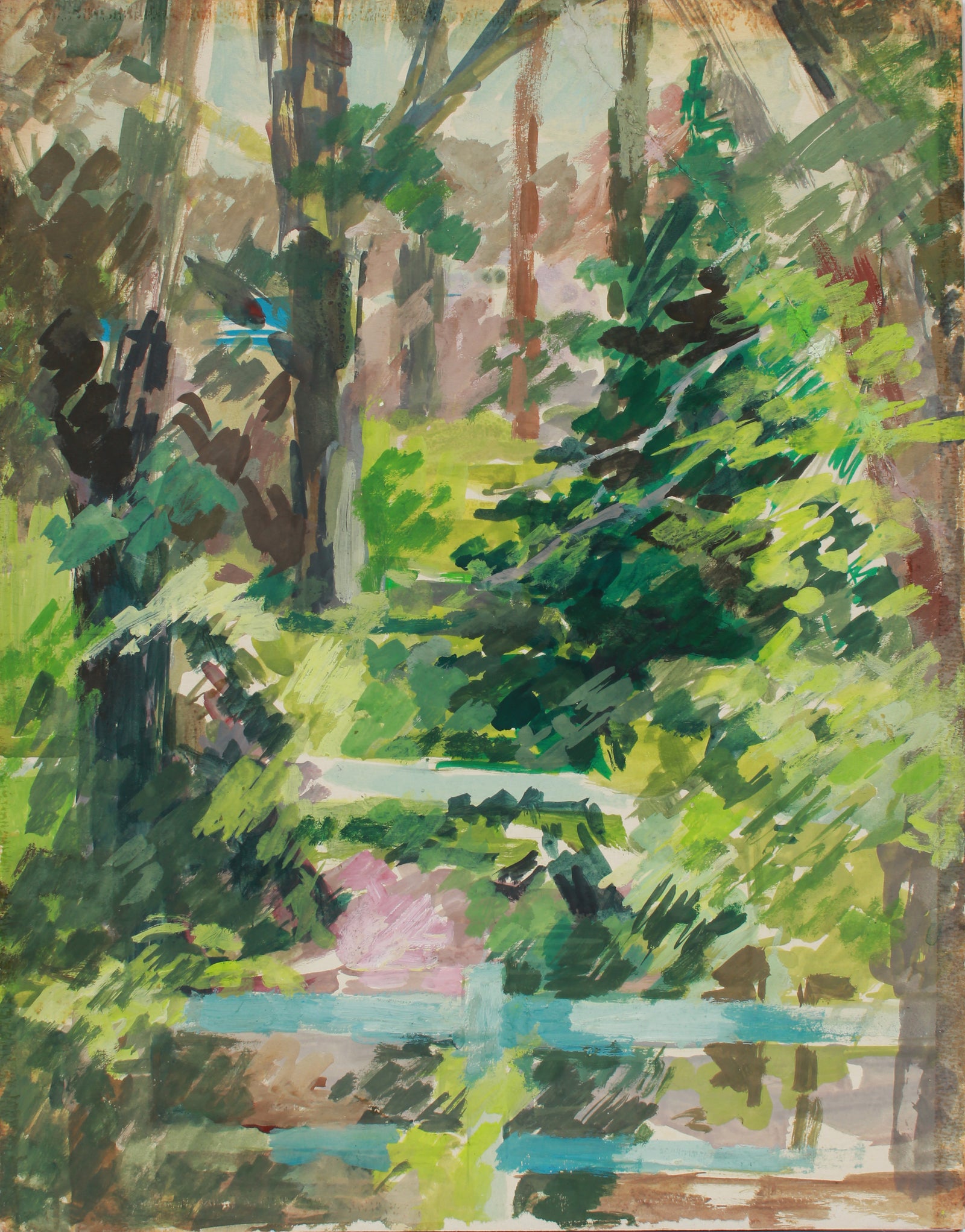 <i>Backyard, Connecticut</i> <br>1960-80s Gouache <br><br>#A9478
