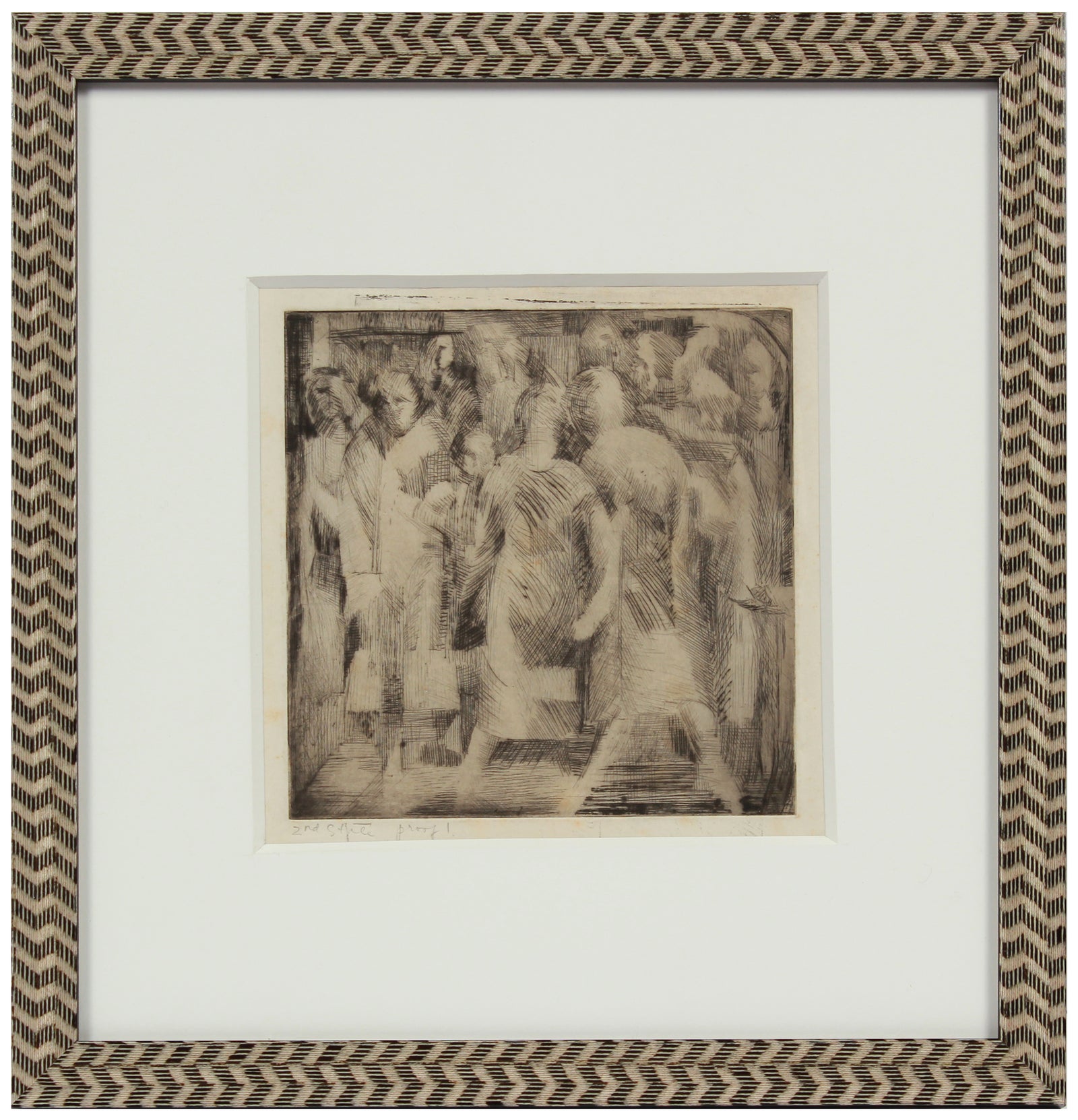 Modernist Figurative Deconstruction <br>1950s Etching <br><br>#A9498