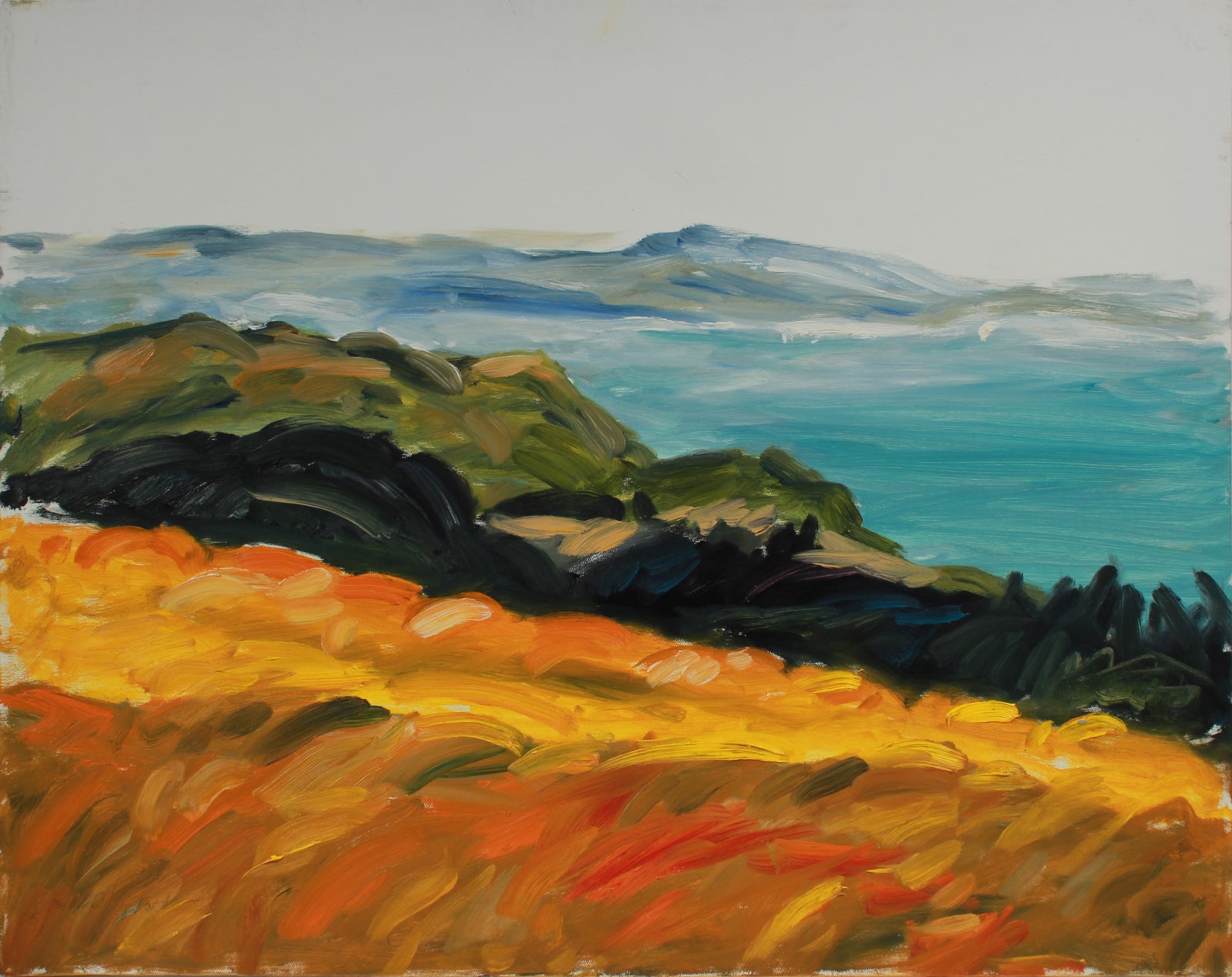 Expressive California Coastal Scene <br>2005 Oil <br><br>#A9503