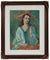 Serene Portrait with Flower Hat <br>1970s Oil <br><br>#A9552