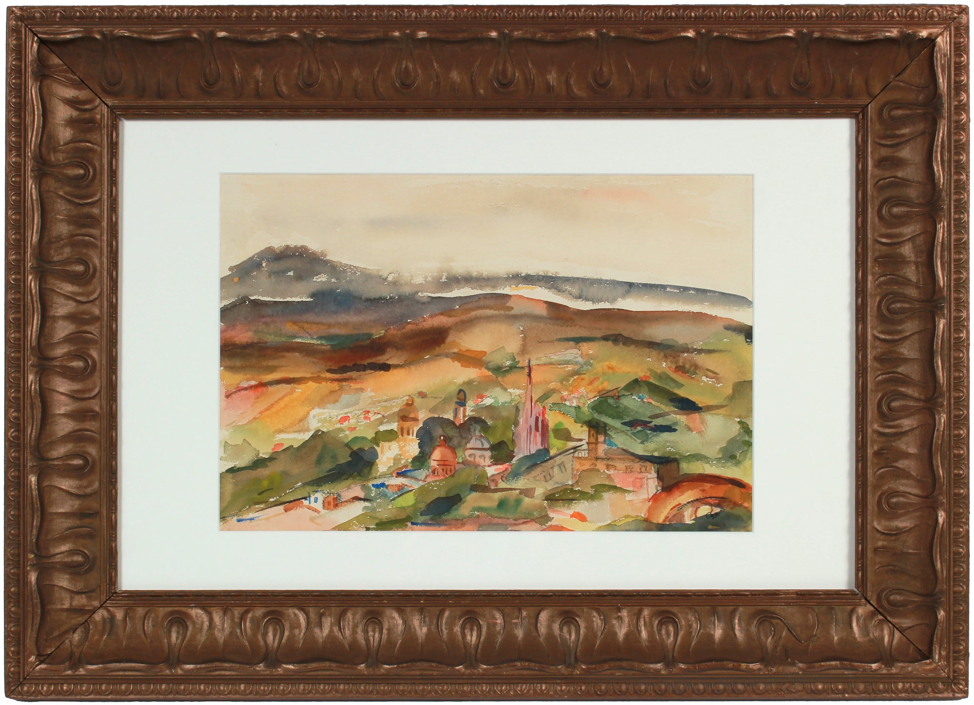 Dreamy Abstracted Landscape with Village <br>20th Century Watercolor <br><br>#A9555