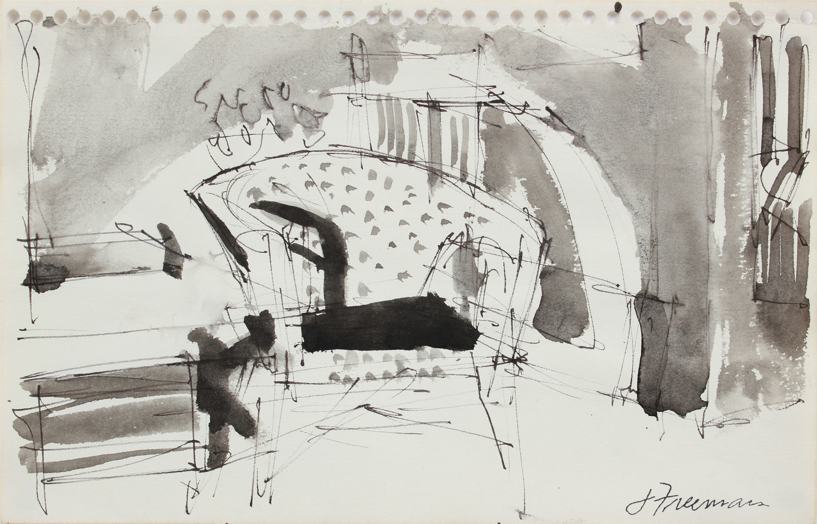 Abstract Modernist Sketch II <br>1976 Ink <br><br>#A9598