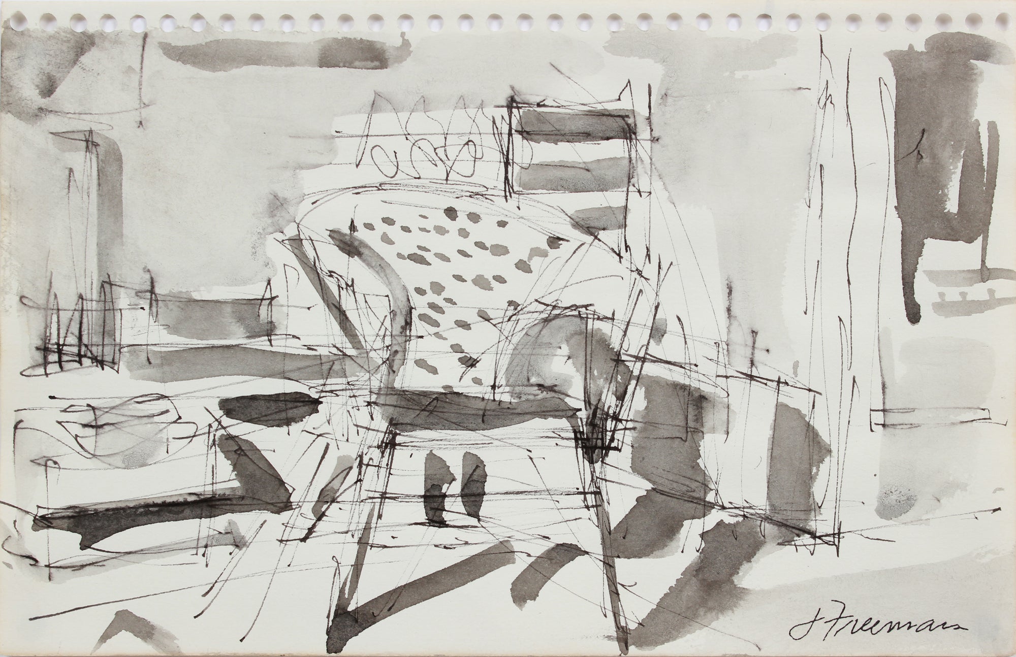 Abstract Modernist Sketch I <br>1976 Ink <br><br>#A9599