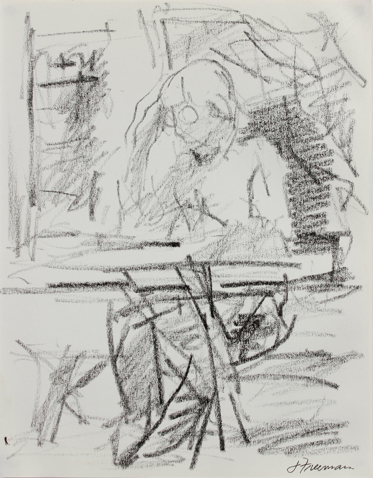 Seated Figure In Contemplation &lt;br&gt;1984 Charcoal &lt;br&gt;&lt;br&gt;#A9633