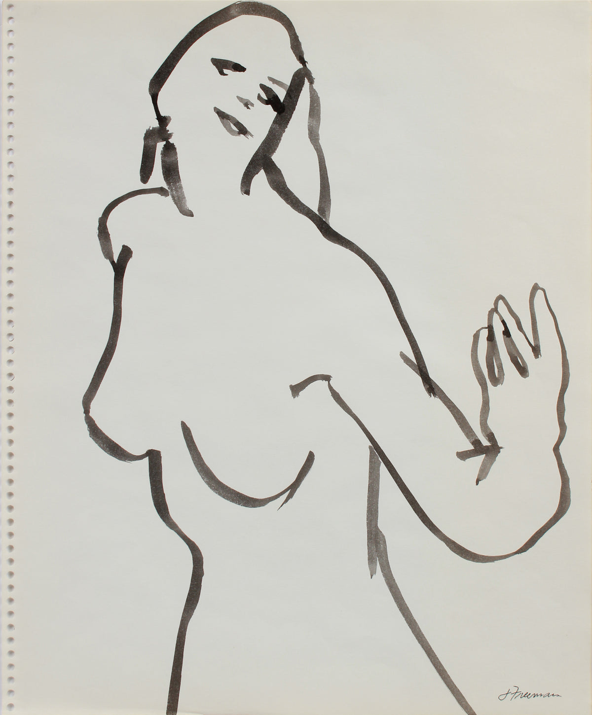 Loose Modernist Figure &lt;br&gt;Late 1970s Ink &lt;br&gt;&lt;br&gt;#A9643
